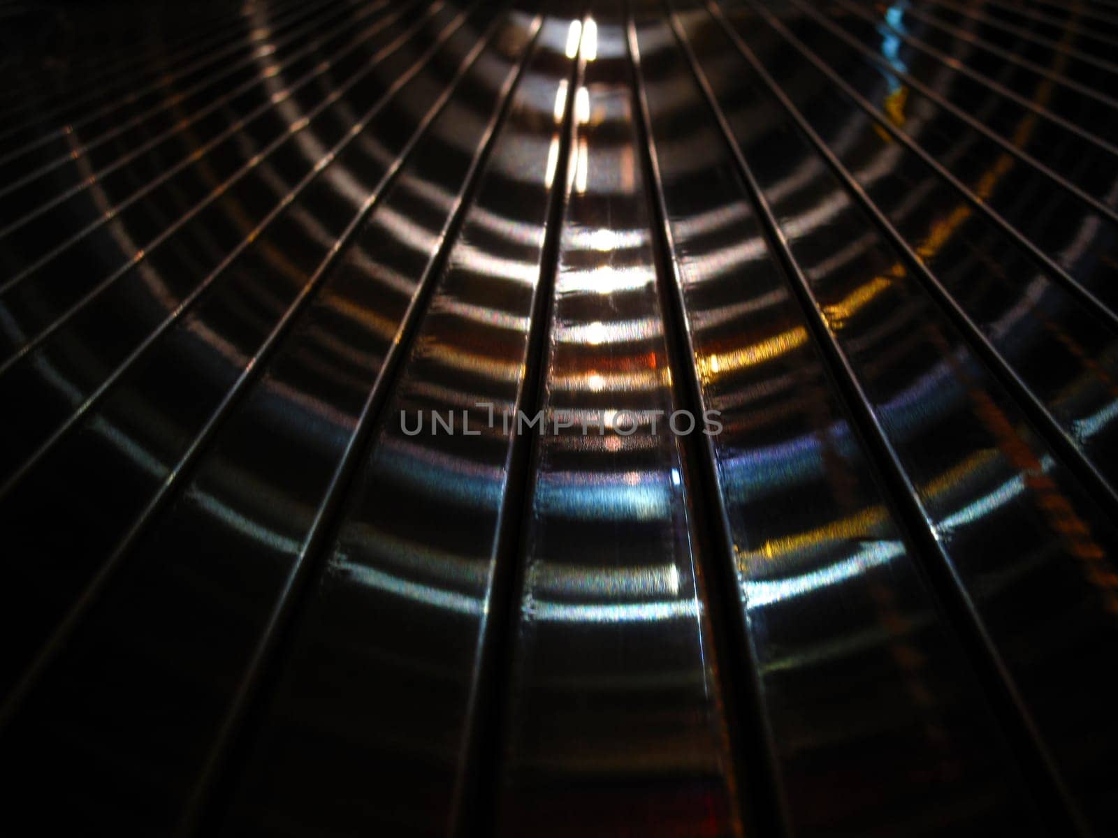 Metal tunnel with lights