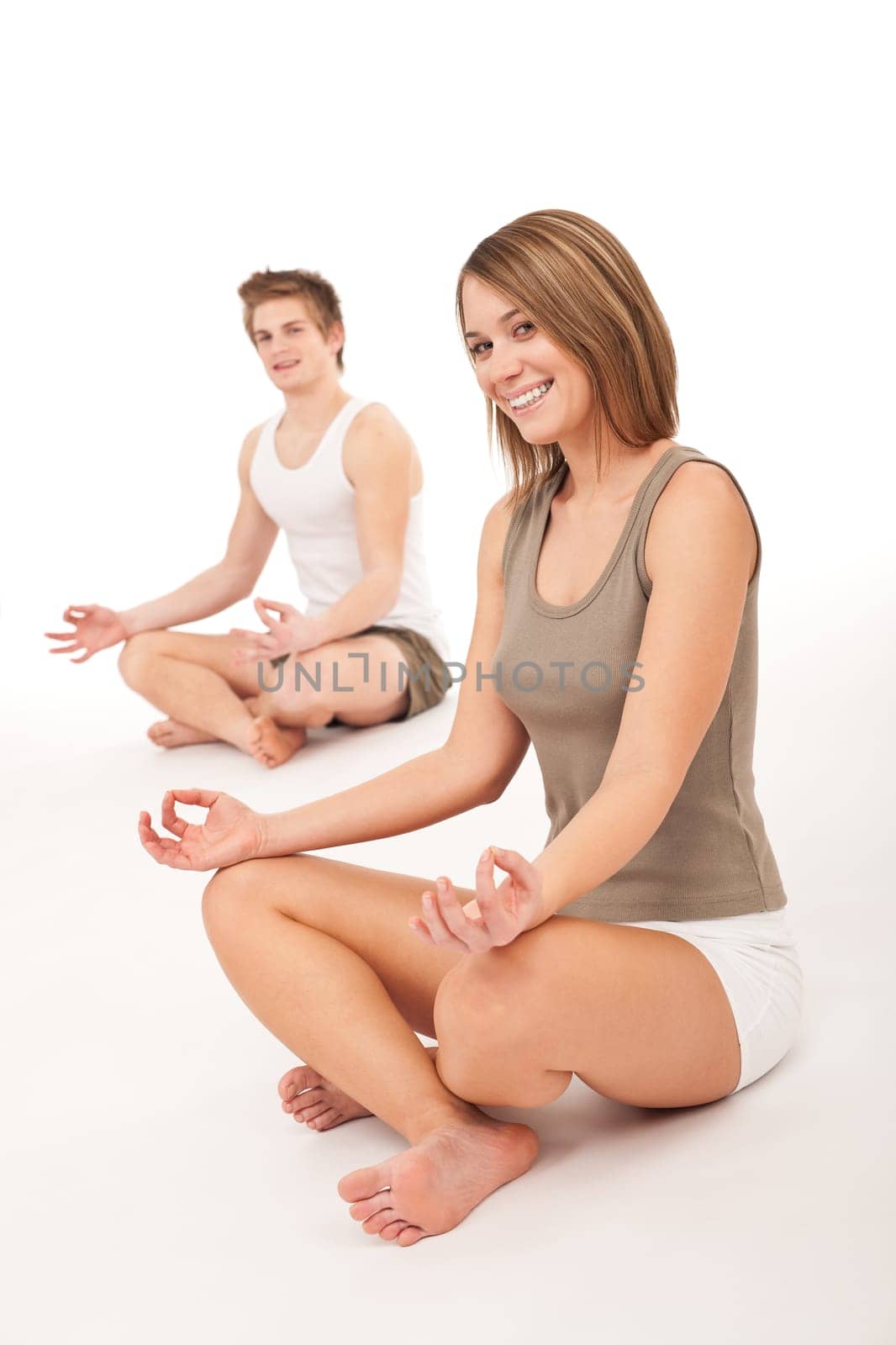 Fitness - Young healthy couple in yoga position