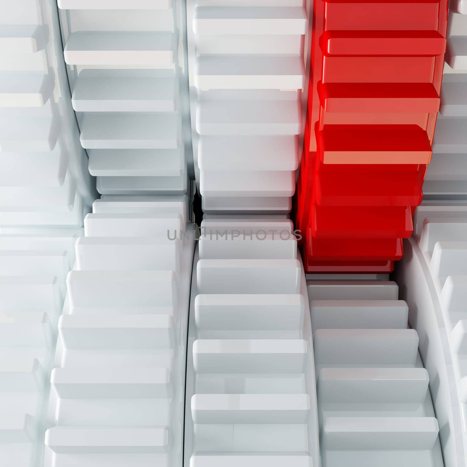 3d image of classic red and white gear closeup