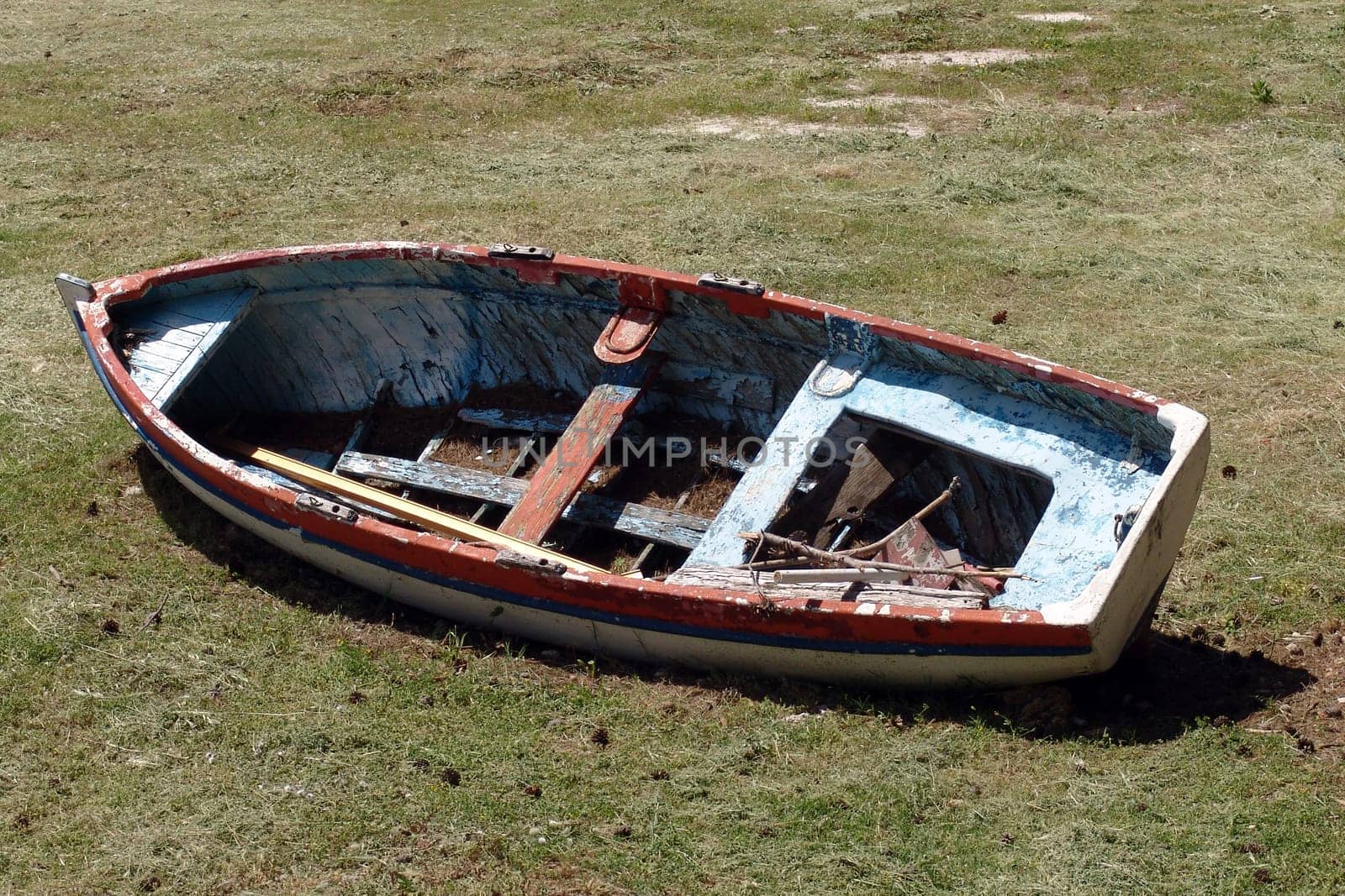 Old boat on dry land