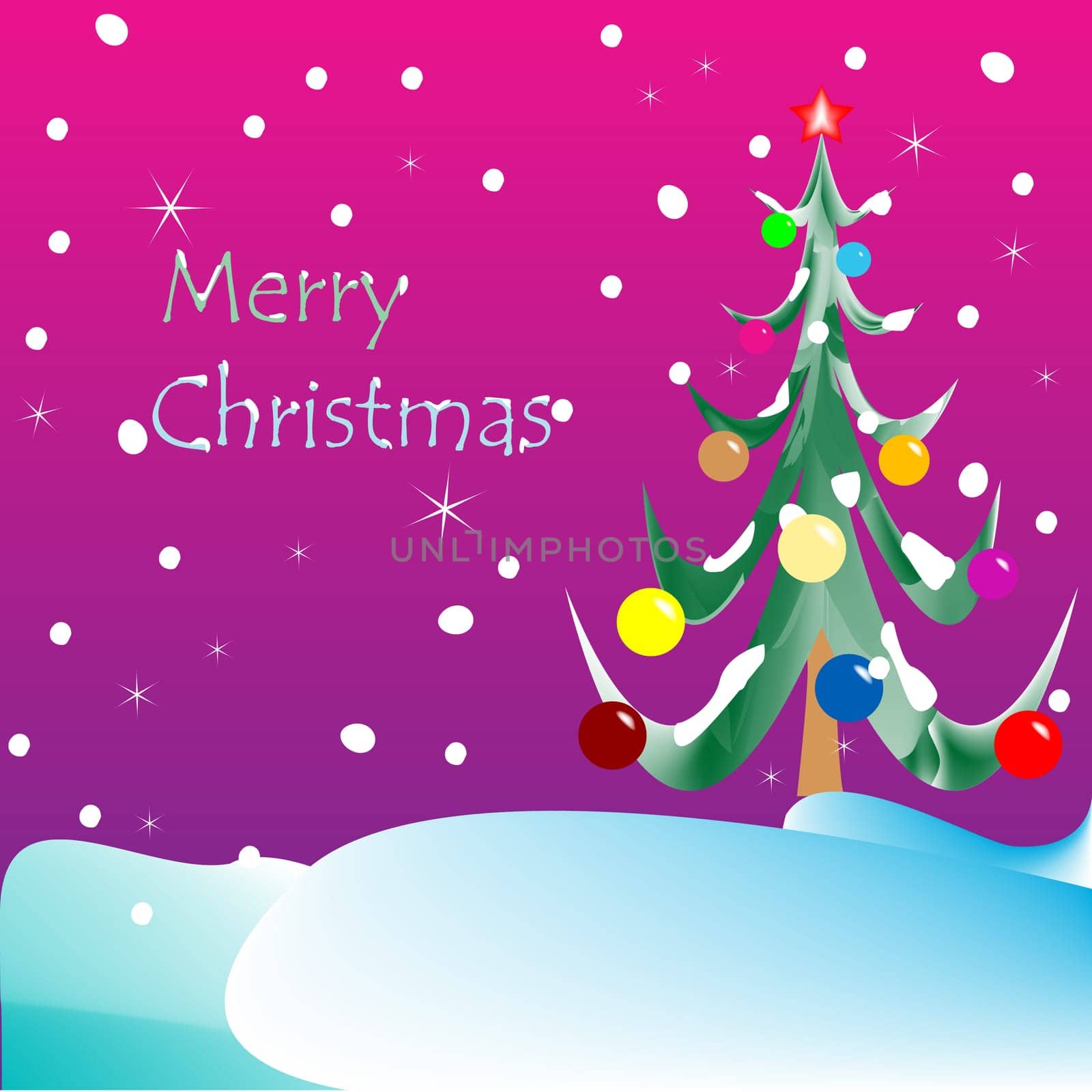 merry christmas card (purple background)