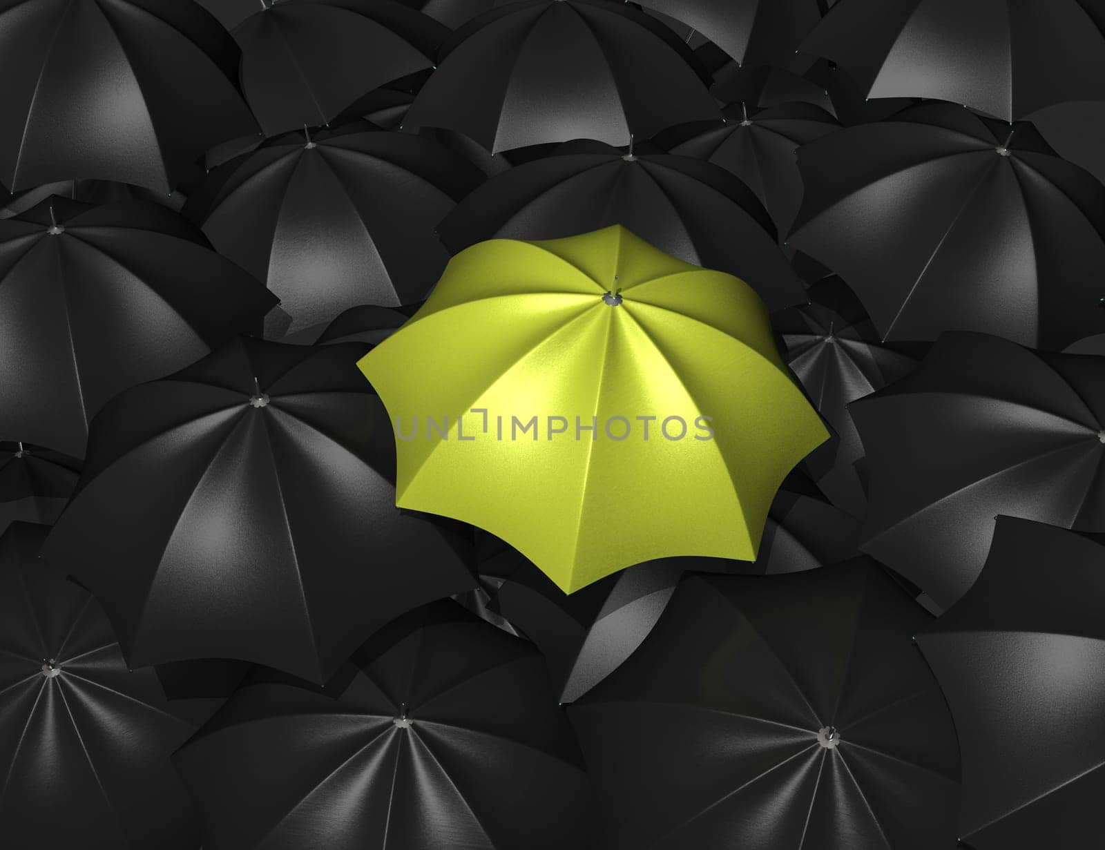 yellow umbrella in quantity