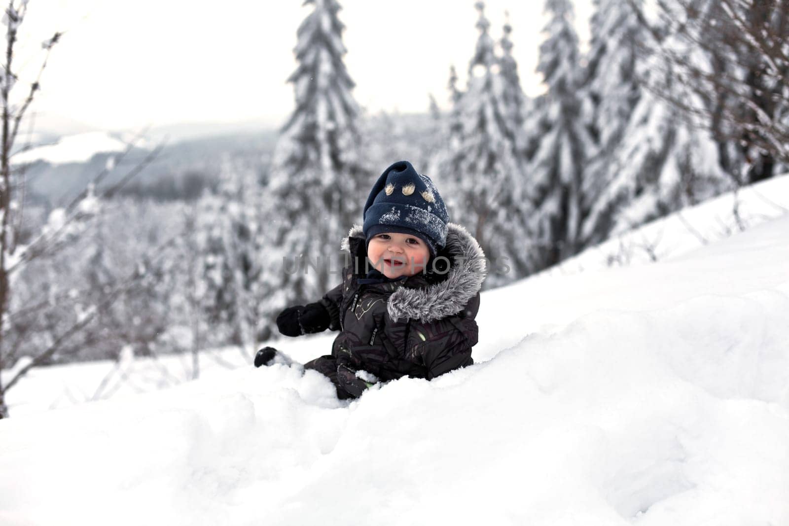 in the snow...