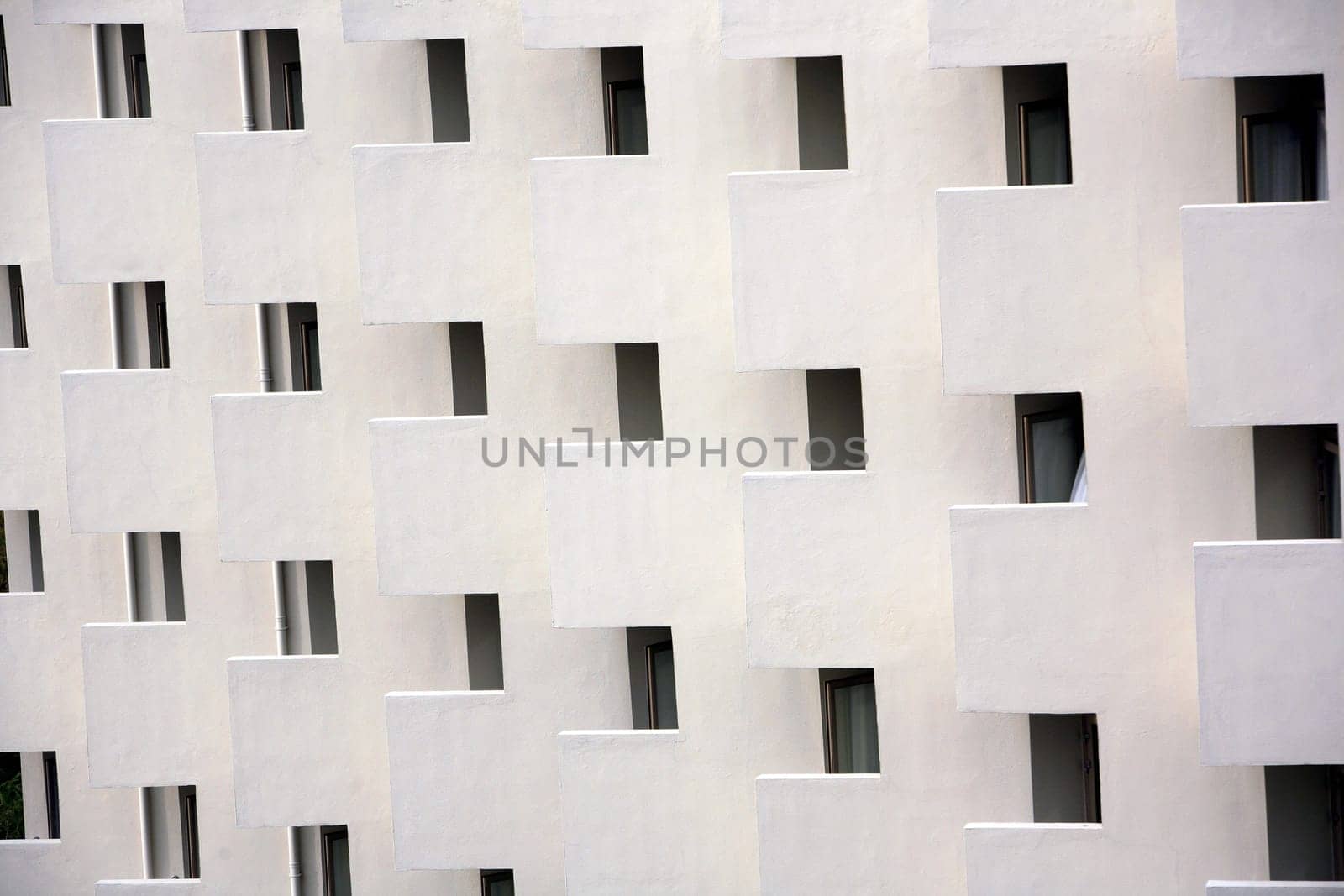 Monotonous hotel façade with balconies
