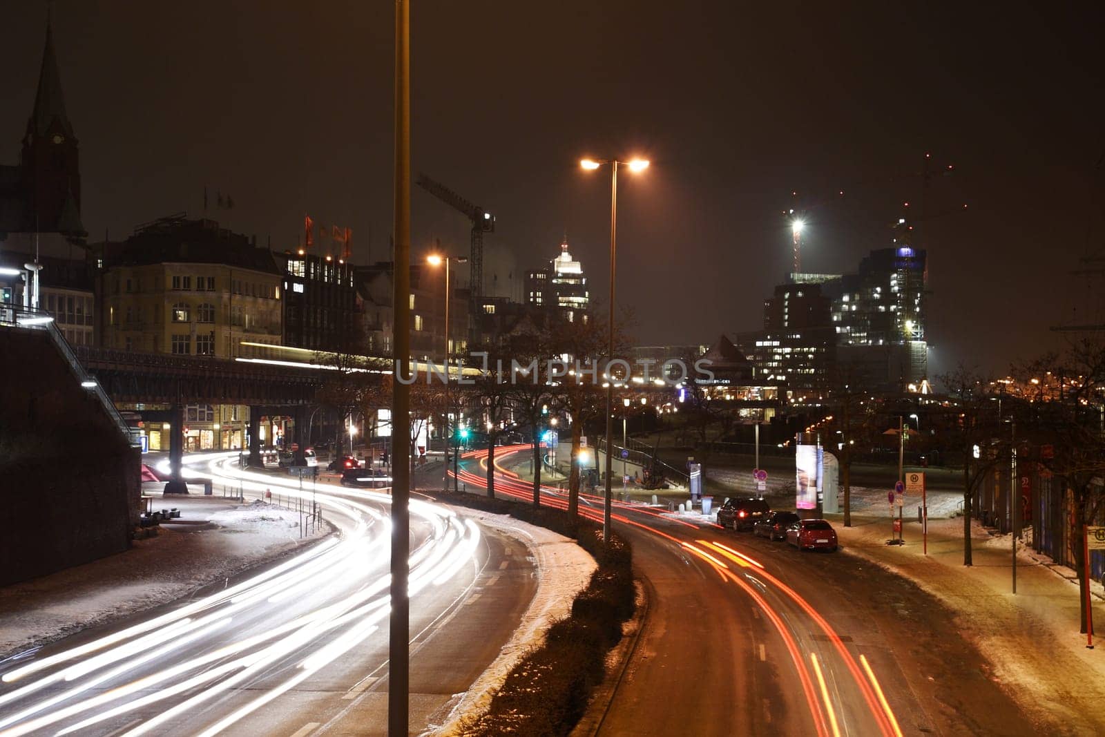 Hamburg Landungsbrücken Road traffic at night