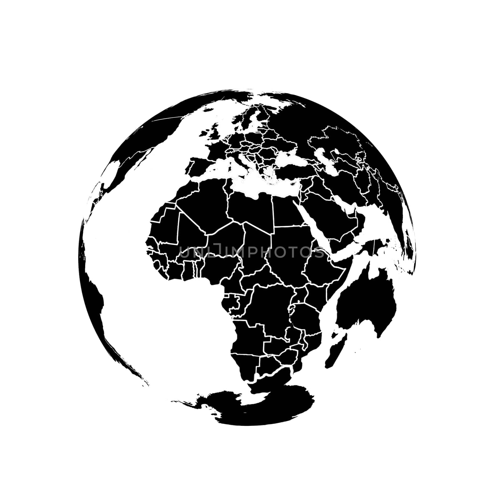Globe in black and white