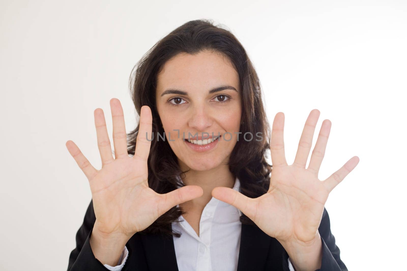 Woman showing the number 10 with her fingers