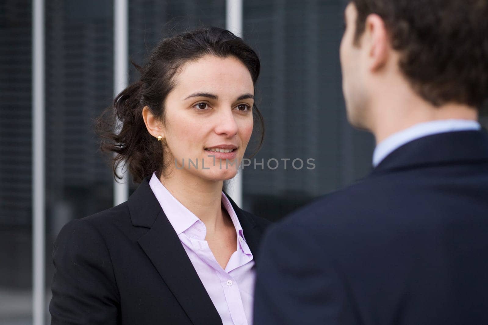 Businesswoman greeting an applicant