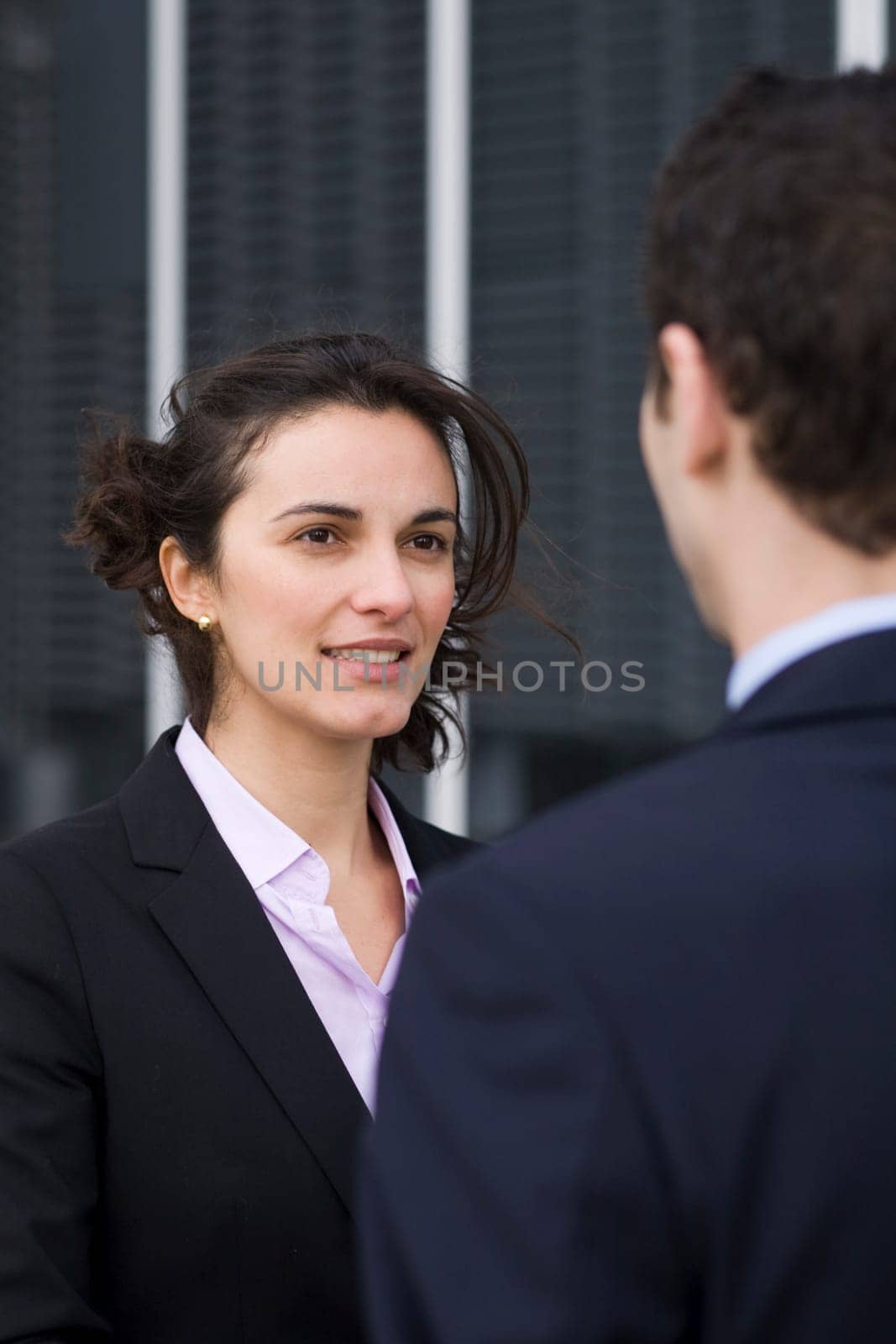 Businesswoman greeting an applicant