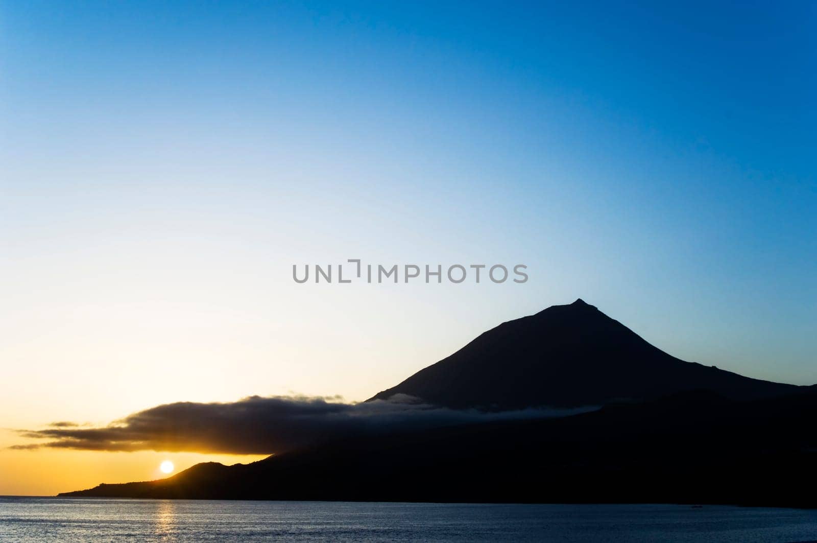 Mountain at sunset in Pico Island Azores