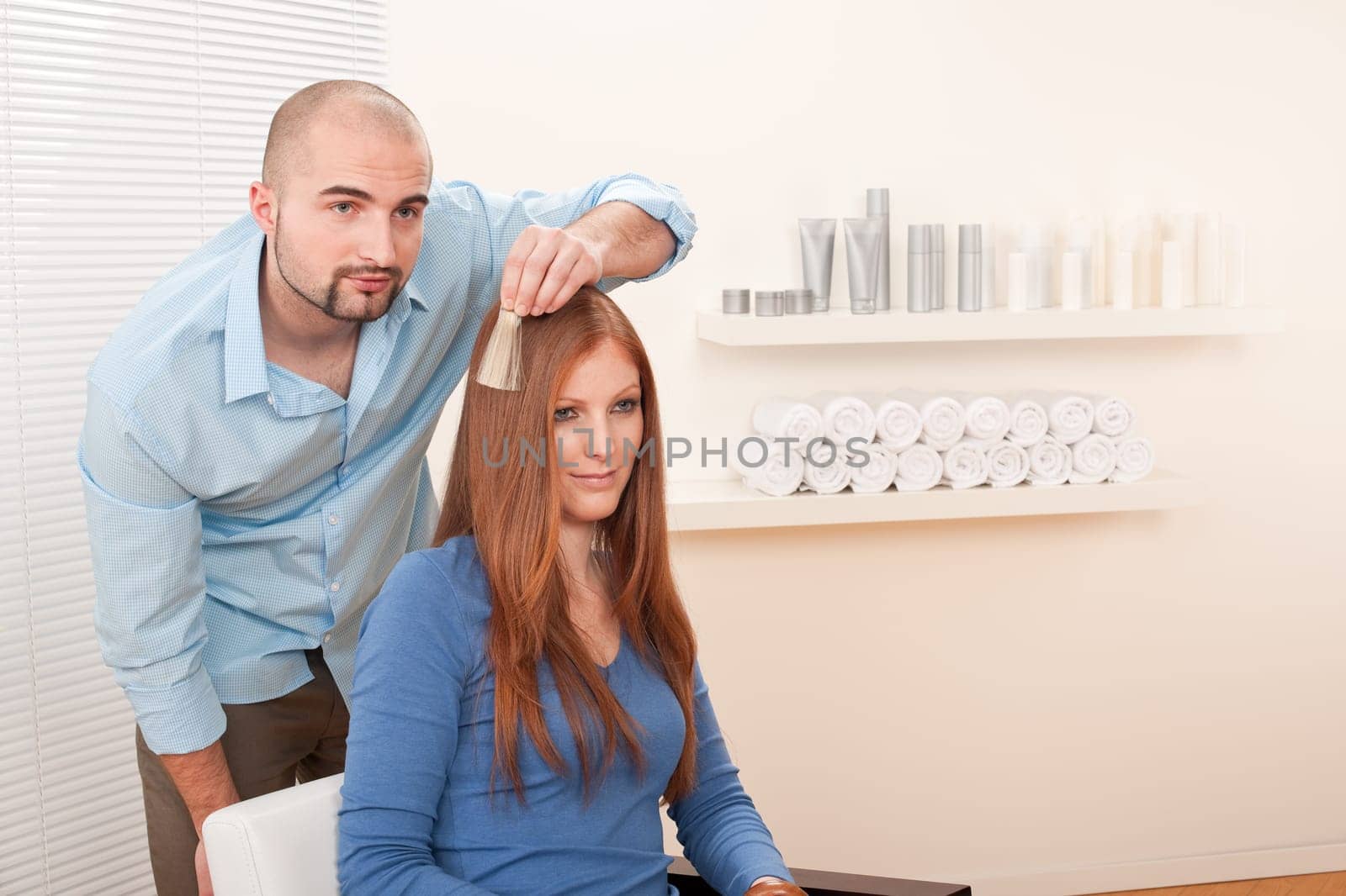 Professional hairdresser choose color