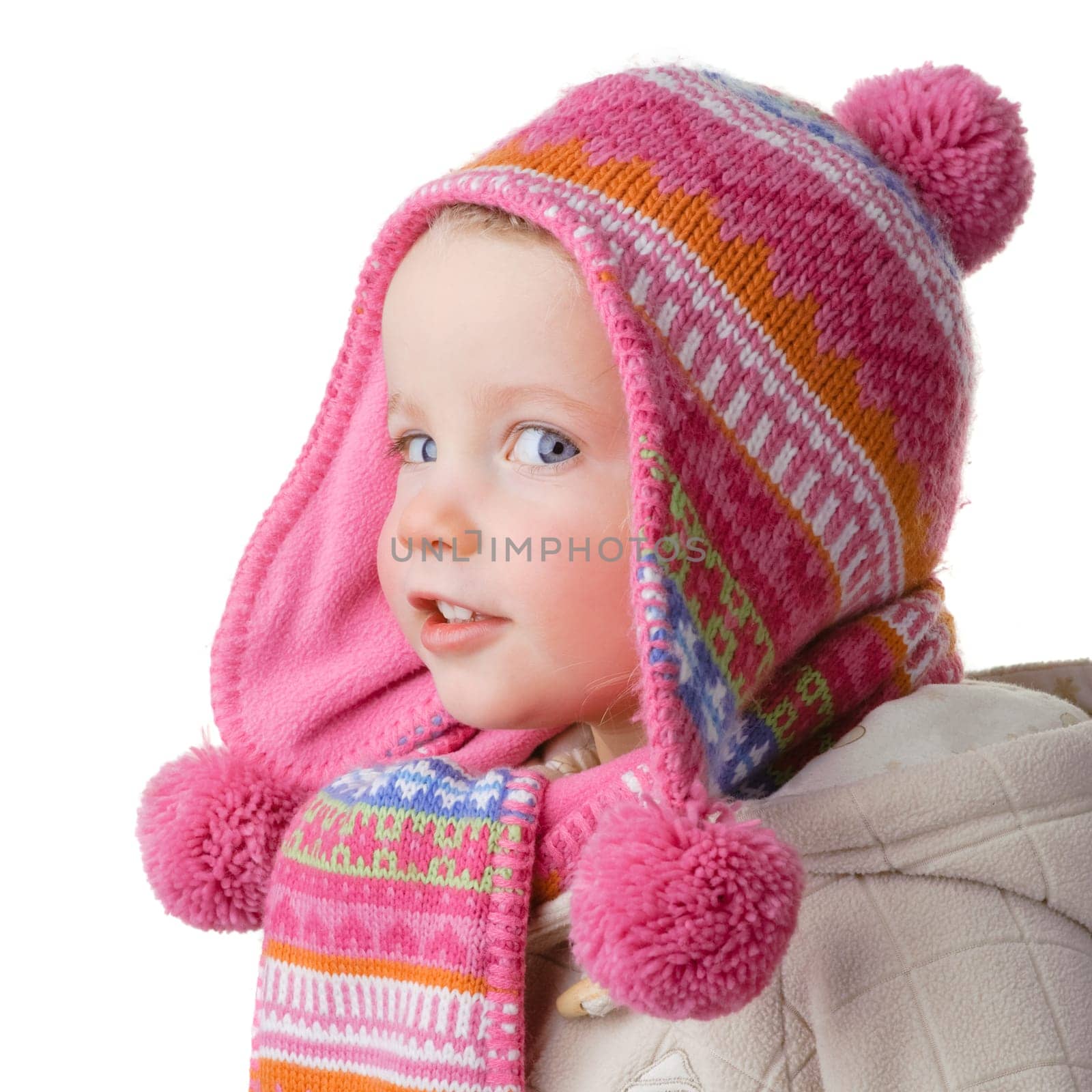 Child with scarf and hat