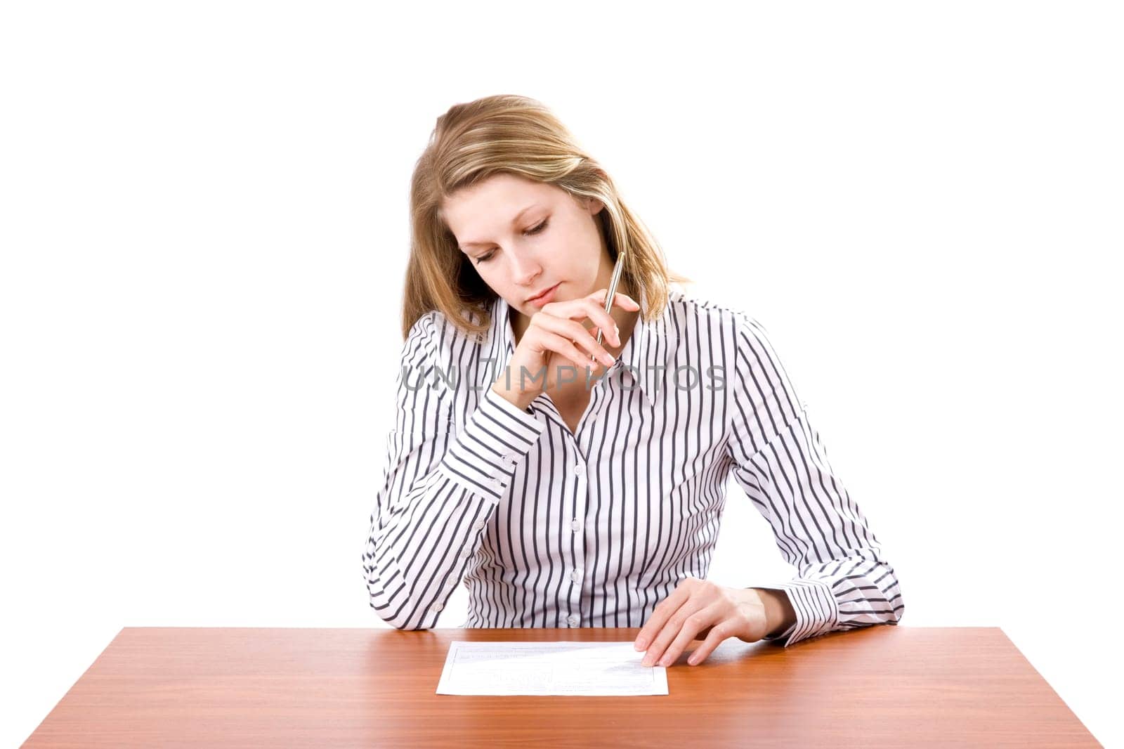 Woman filling the form