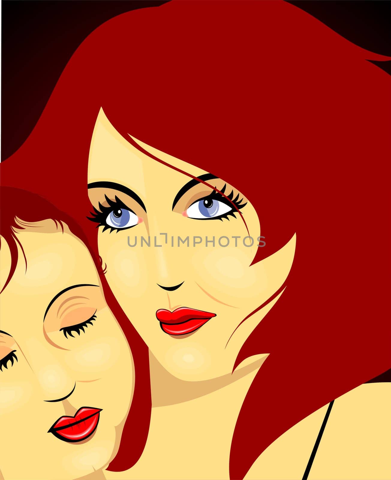 Illustration of mother and daughter
