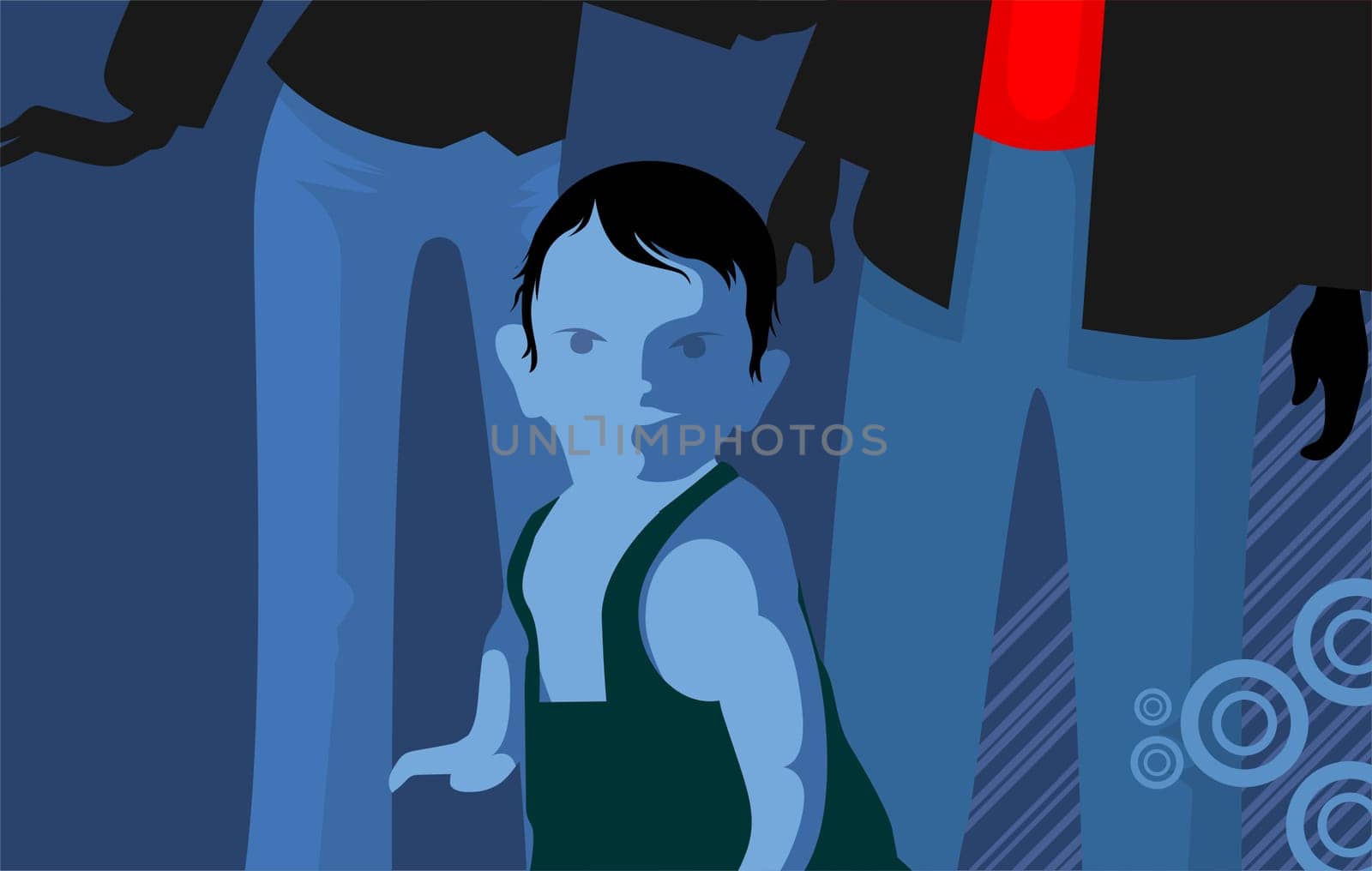 Illustration of family picture in colour