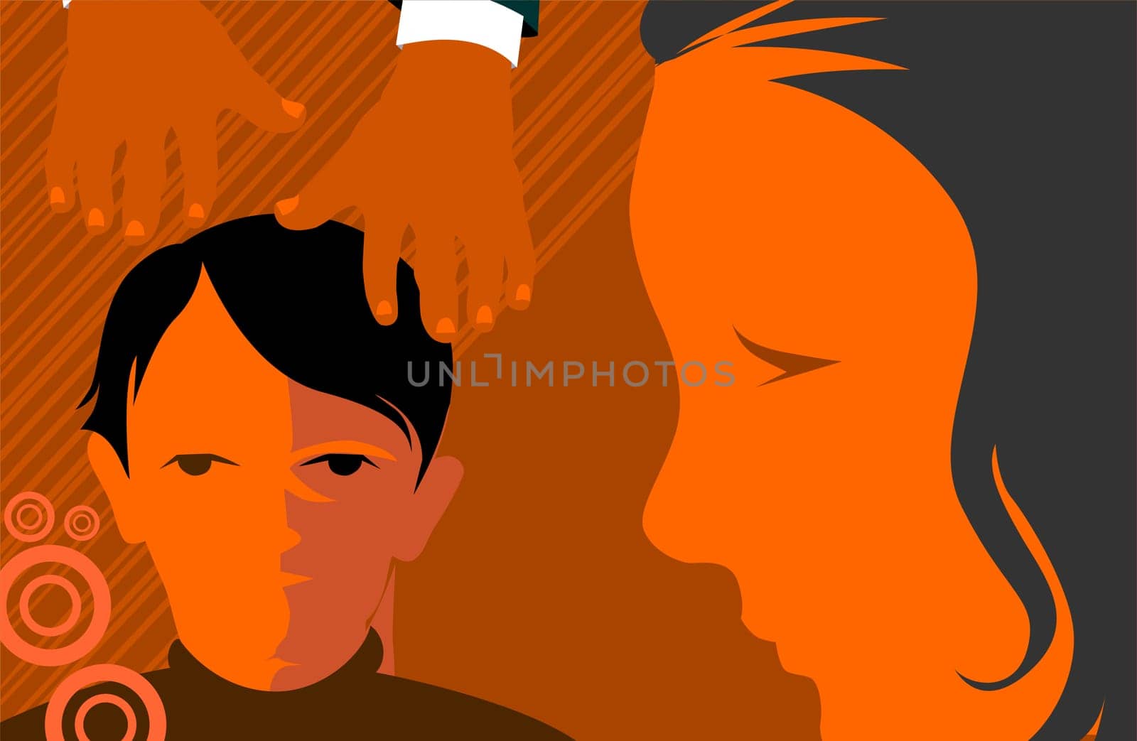 Illustration of family picture in colour