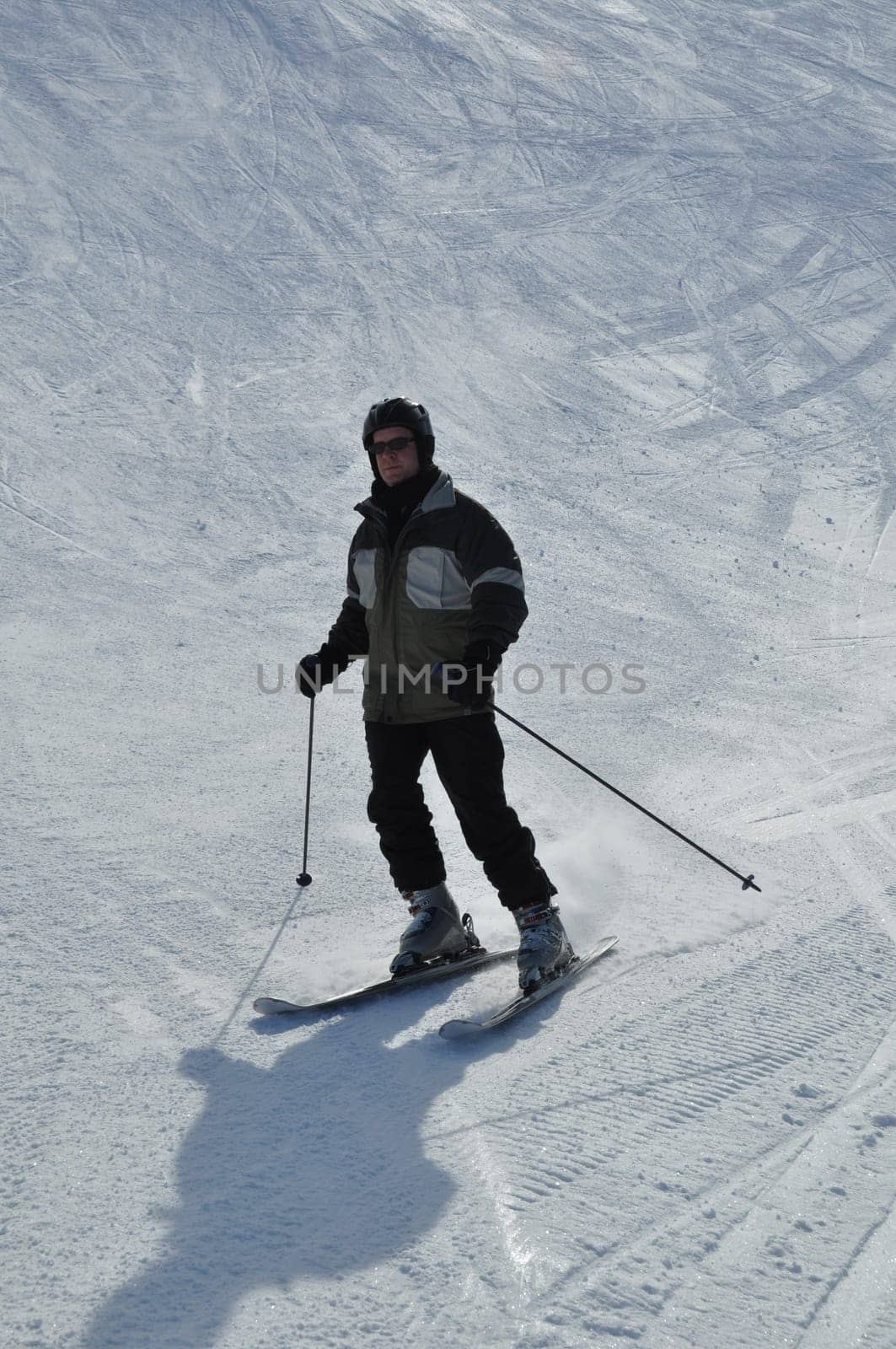 Skier in powder snow