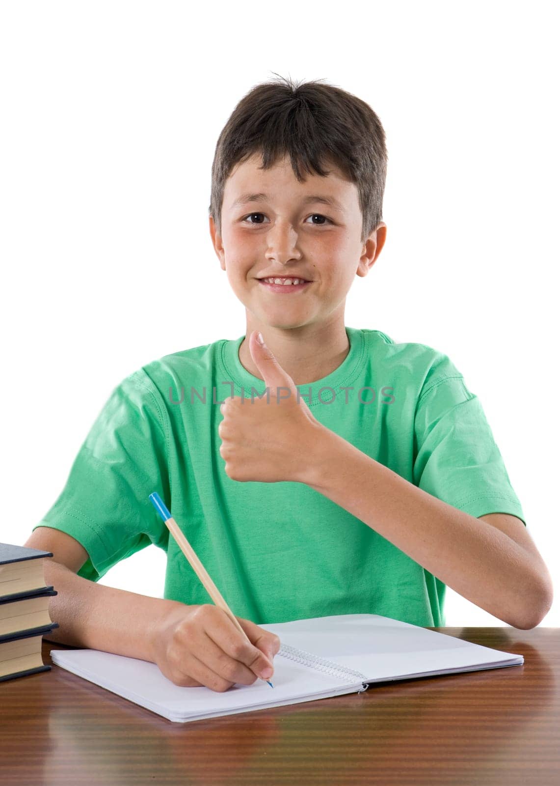 Student boy saying OK