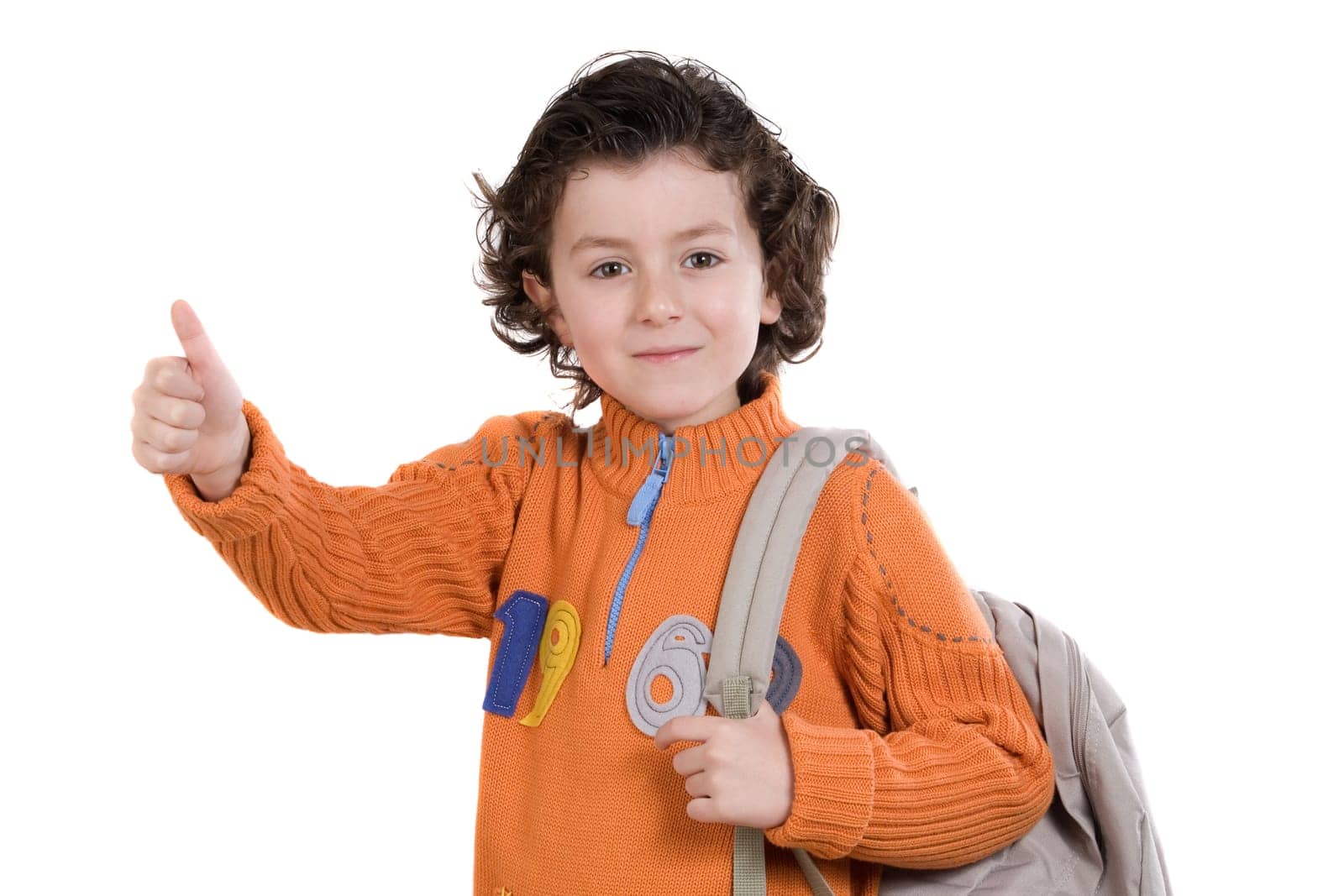 Student boy with orange clothes