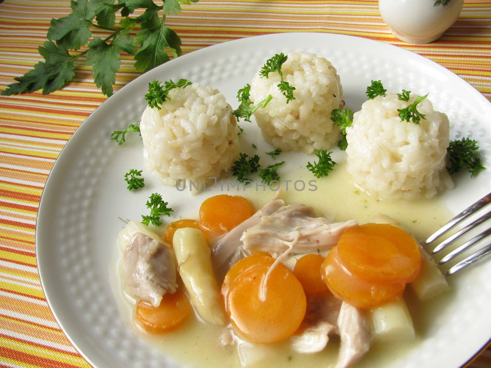 Chicken fricassee with rice