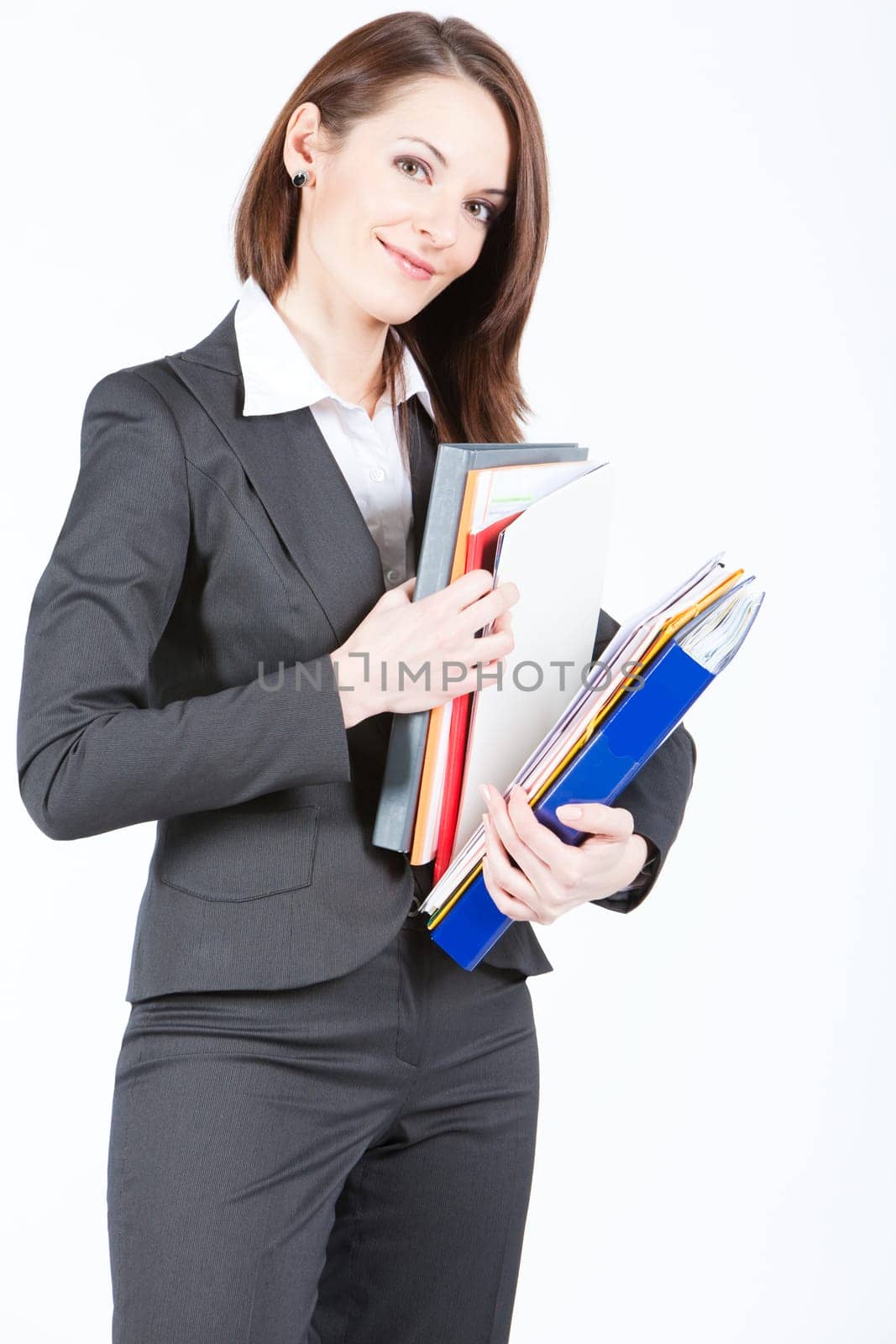 business woman walking with case