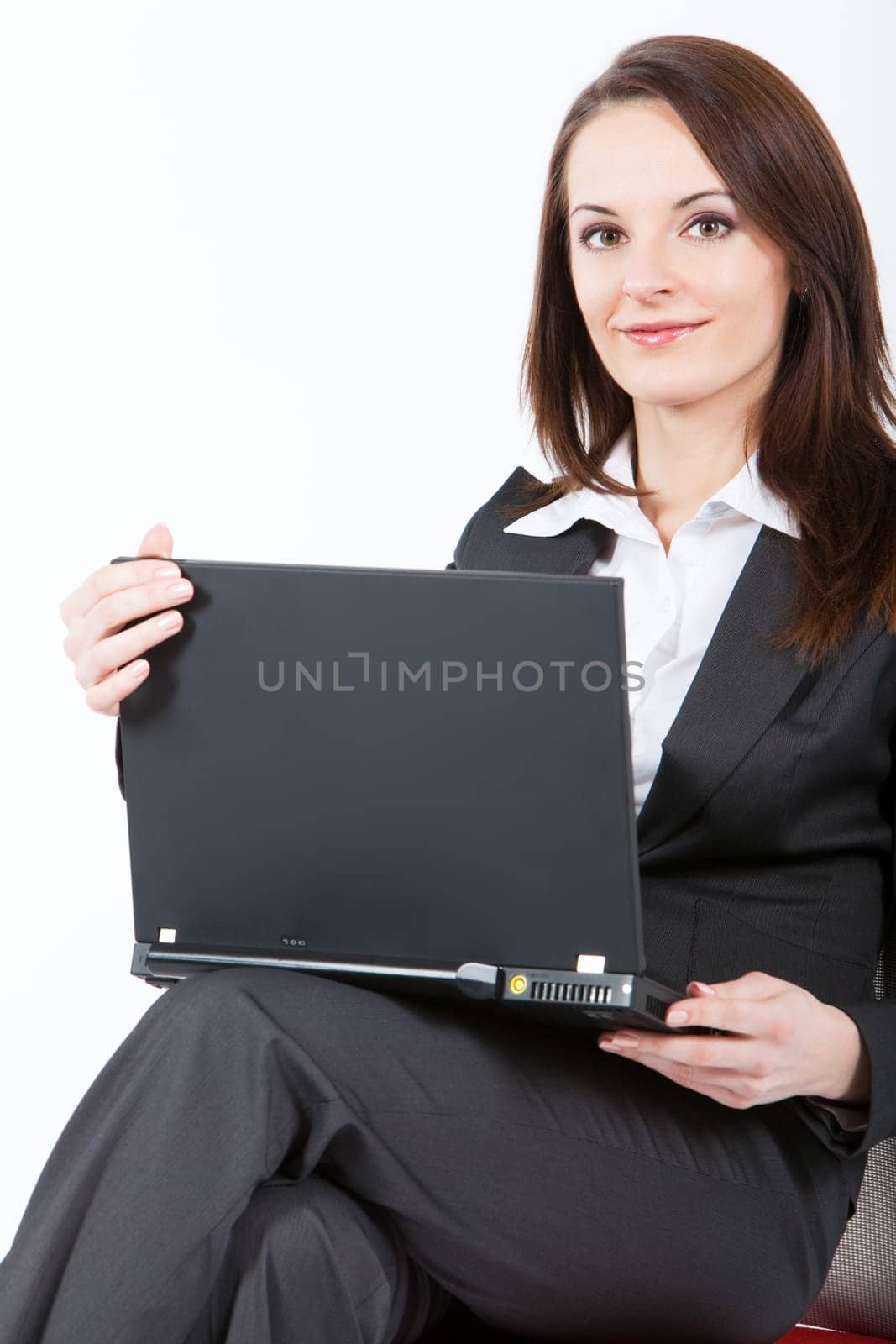 business woman walking with case