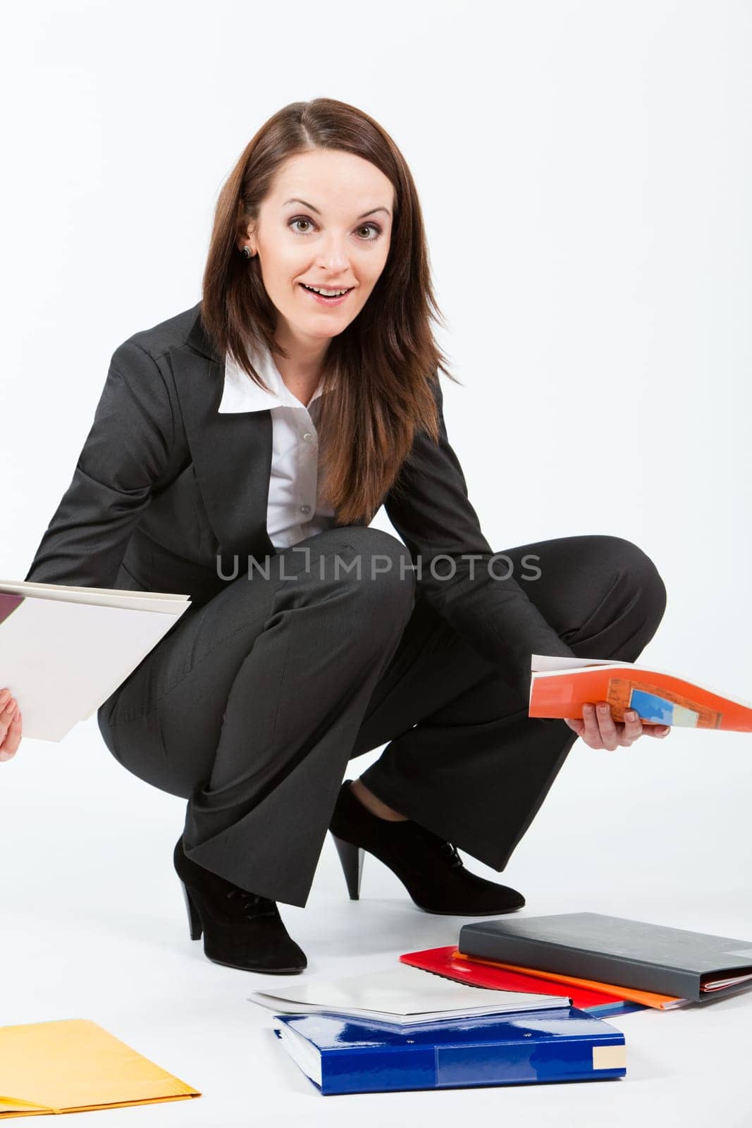 business woman walking with case