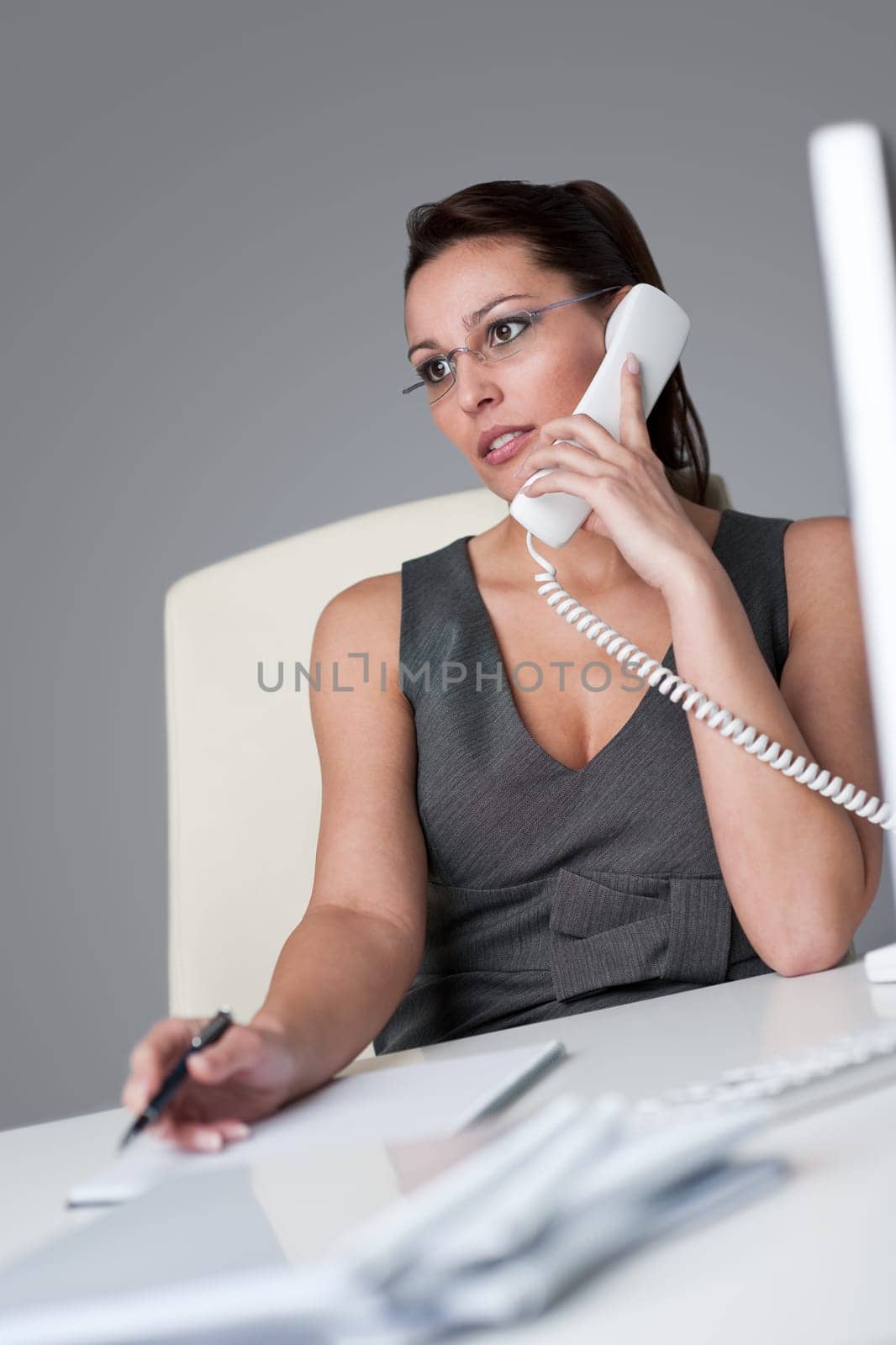 Successful businesswoman call at office