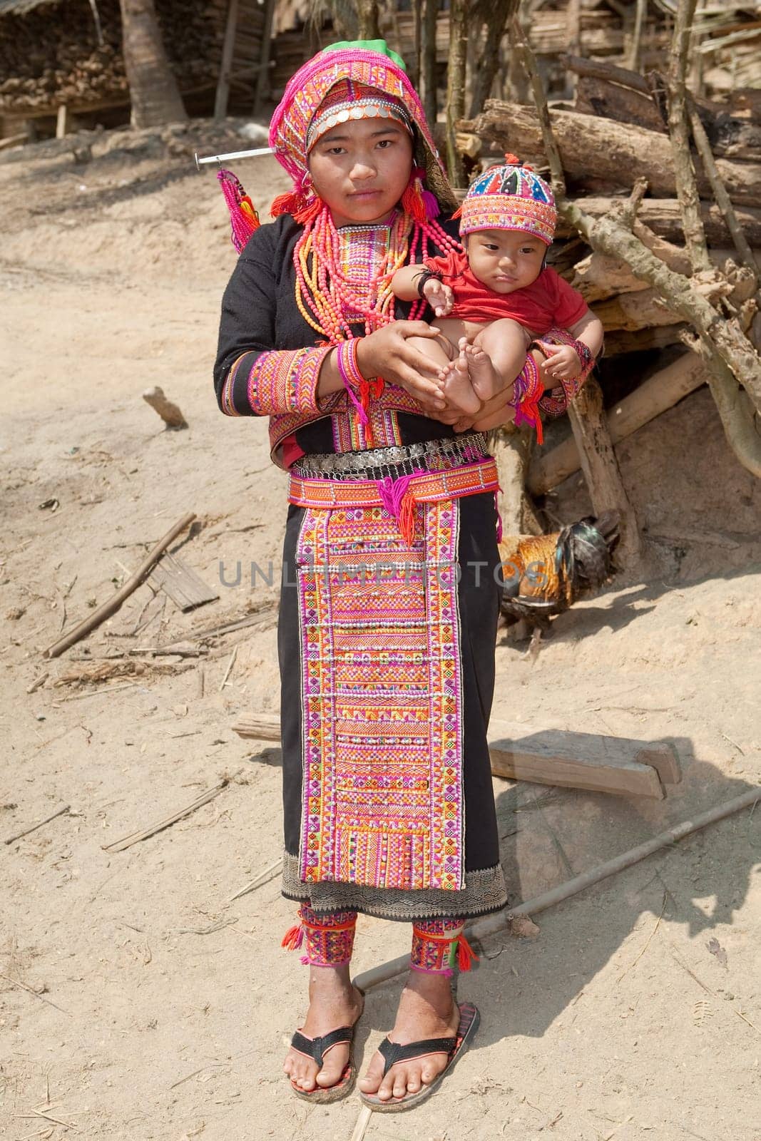 Akha woman with baby