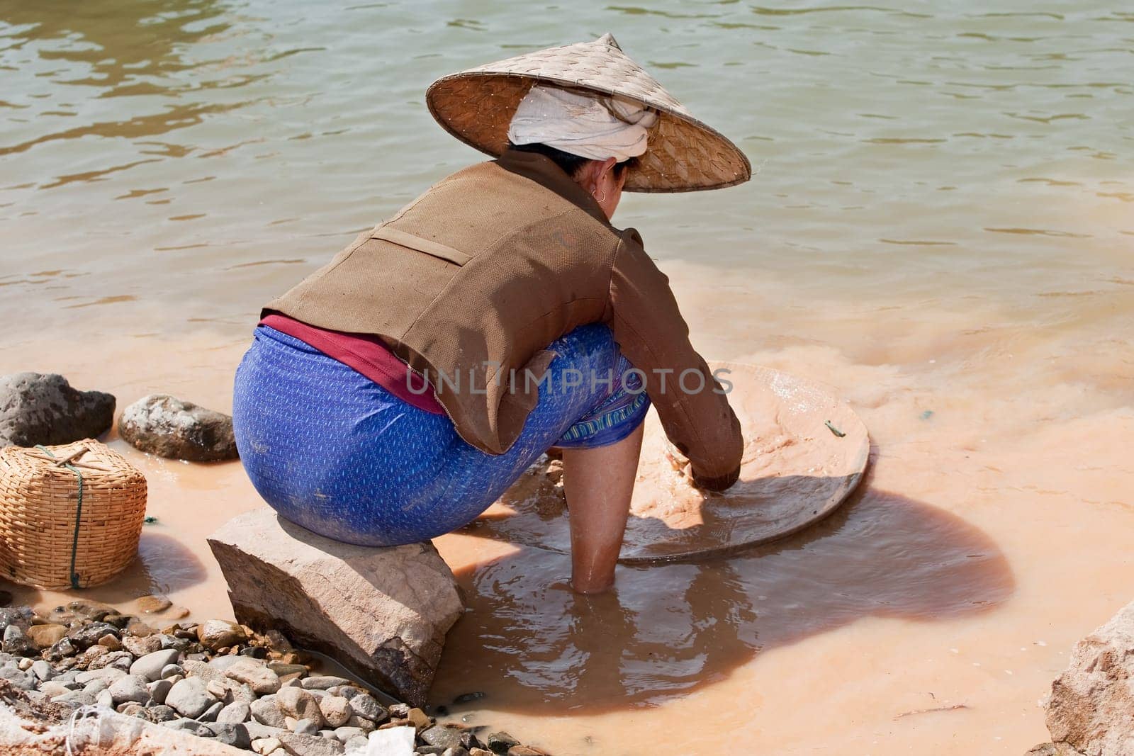 Panning for gold in the river