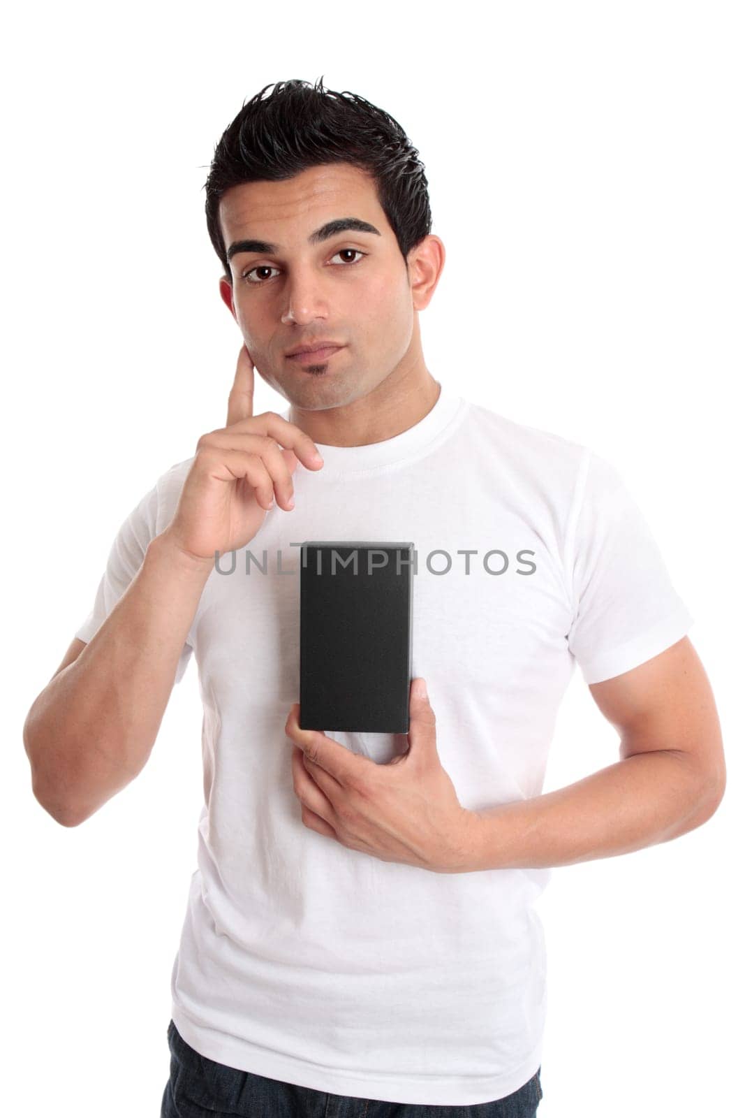 Man considering a product