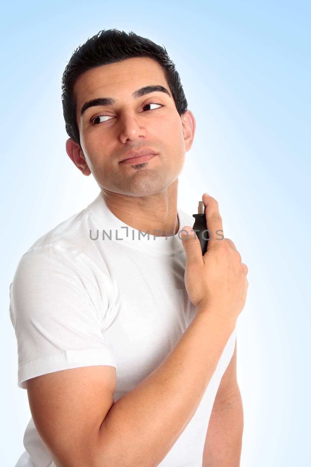 Man with aftershave cologne perfume