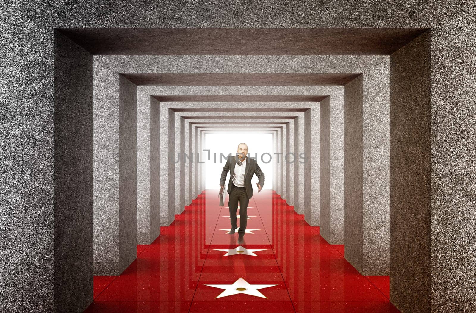 businessman run into success way