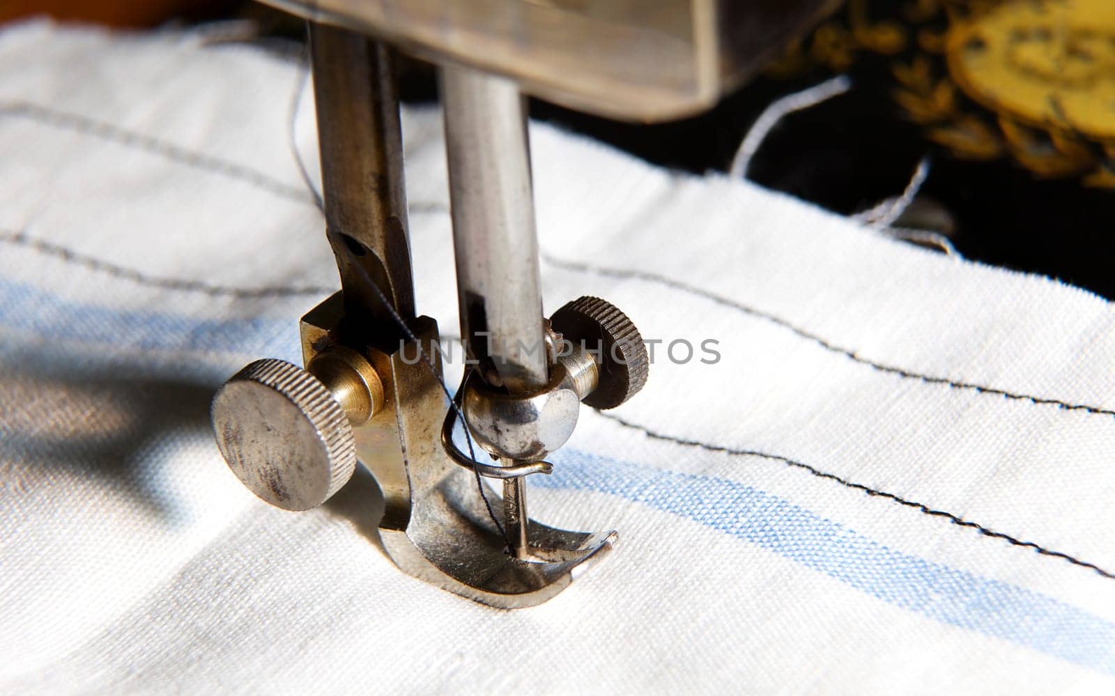 Stitching machine detail close-up