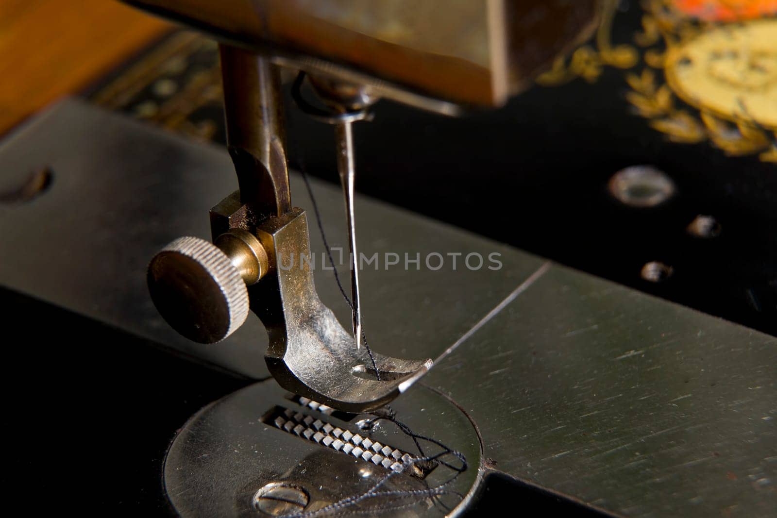 Stitching machine detail close-up