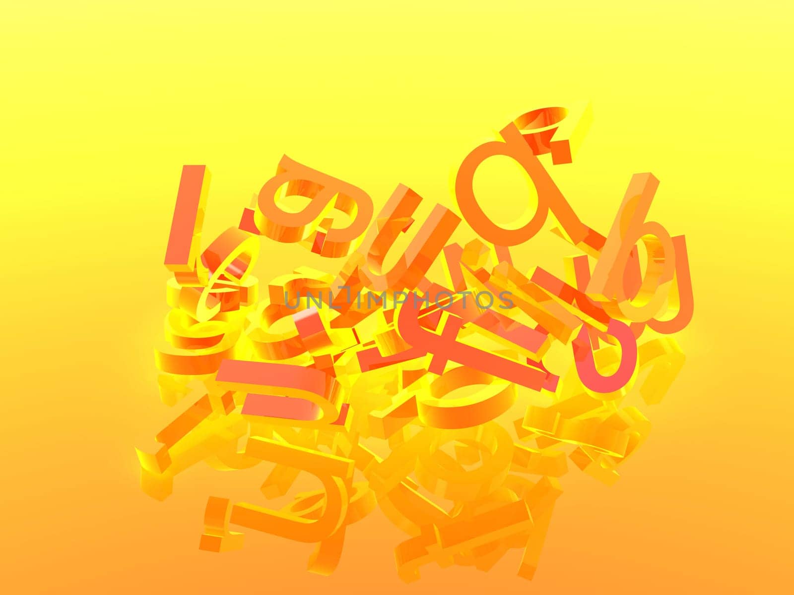 Orange background with letters