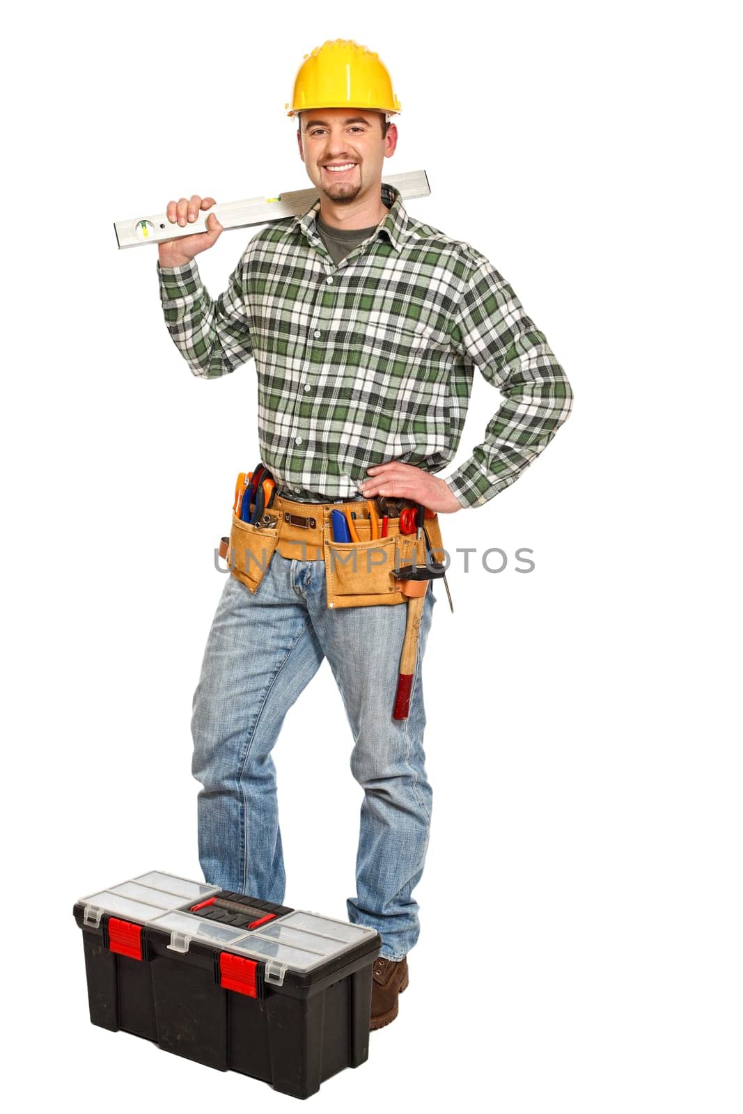 manual worker and tools