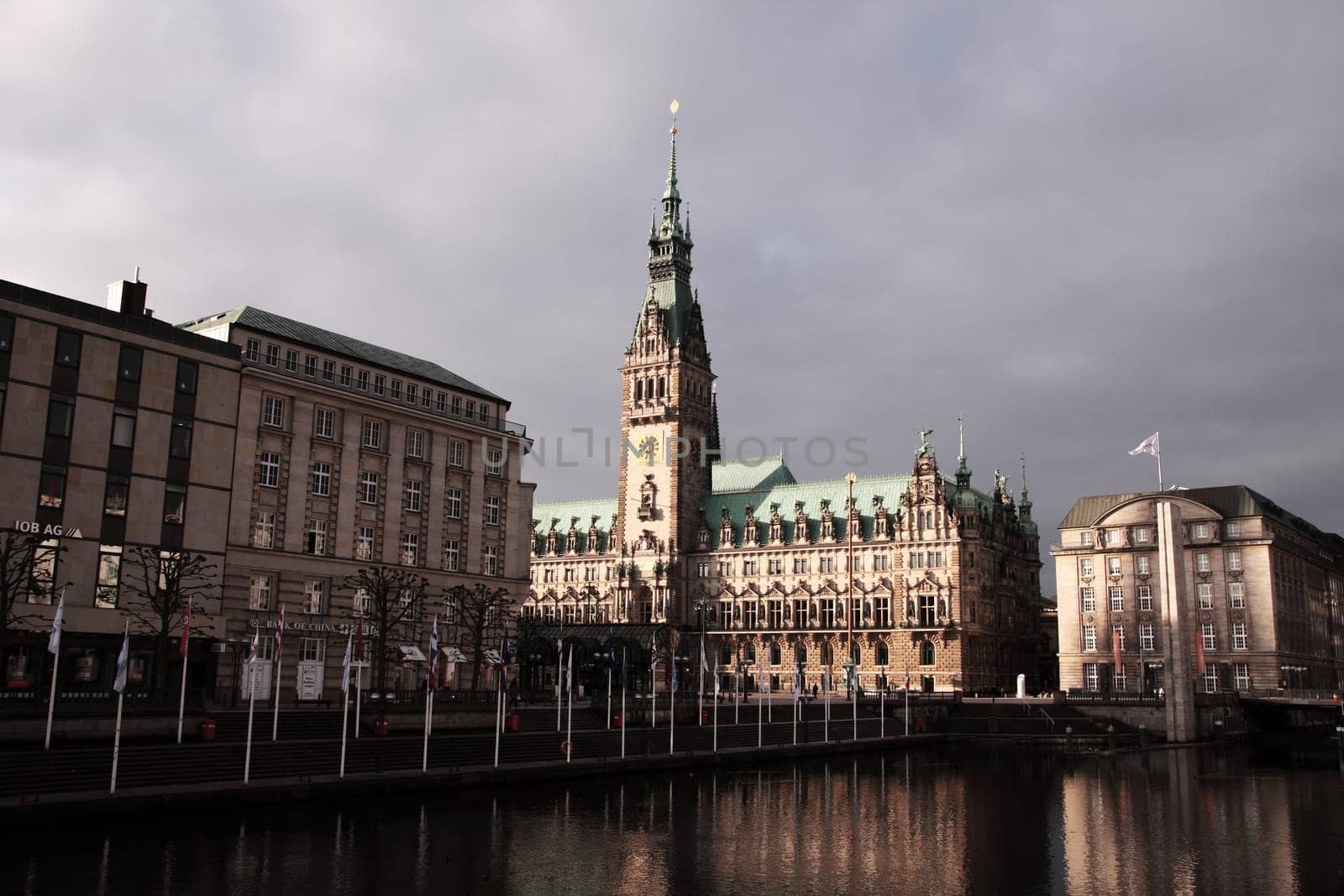 Hamburg City Hall in the morning sun