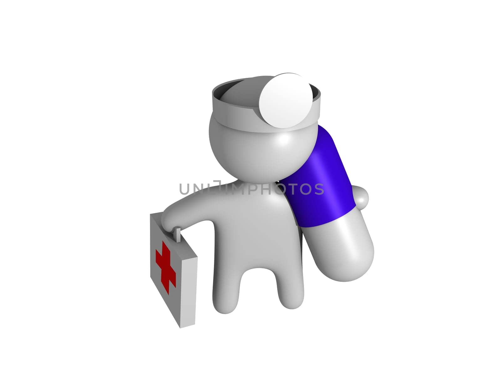 Doctor with 3d medicine capsule