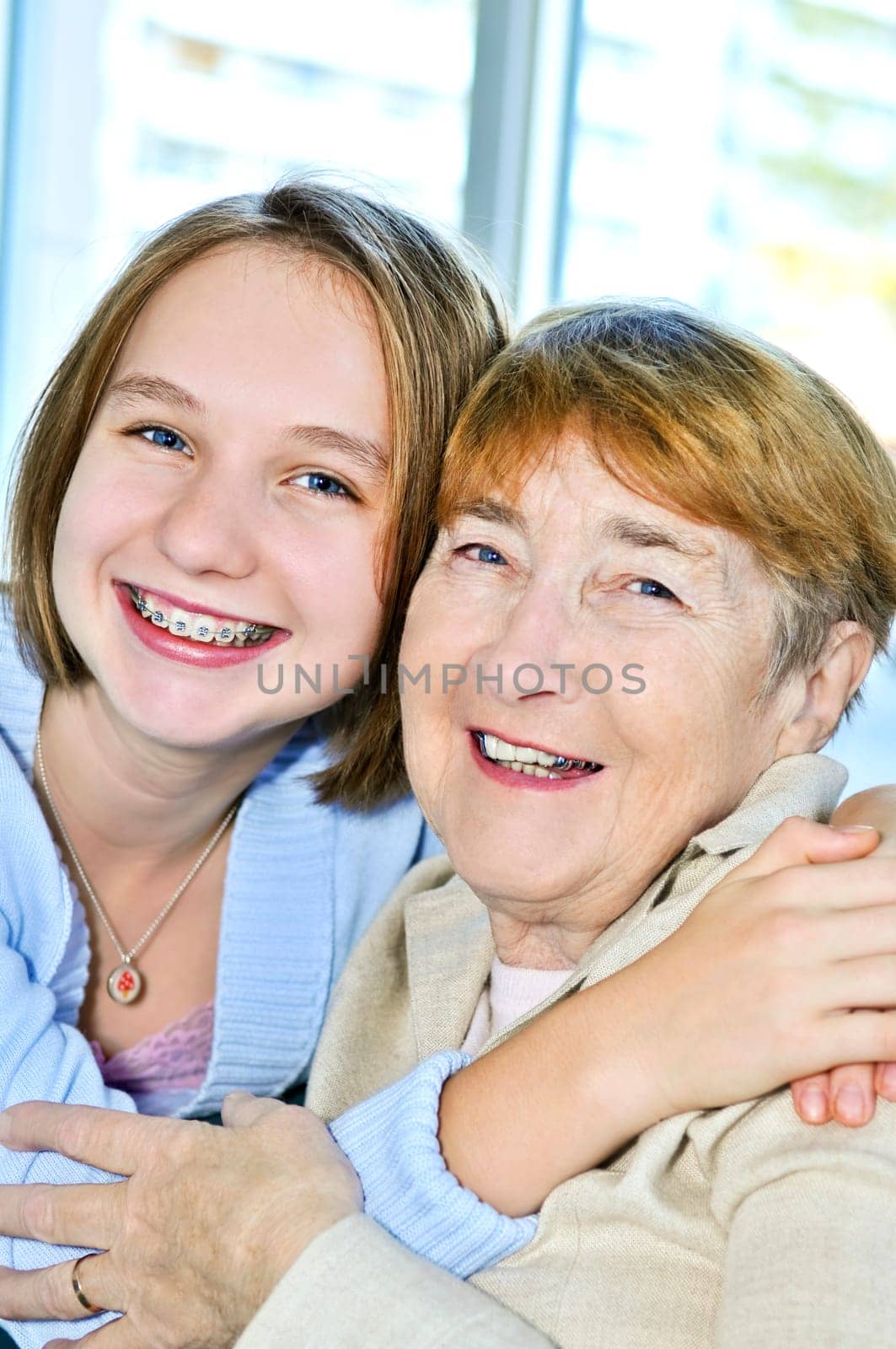 Granddaughter visiting grandmother