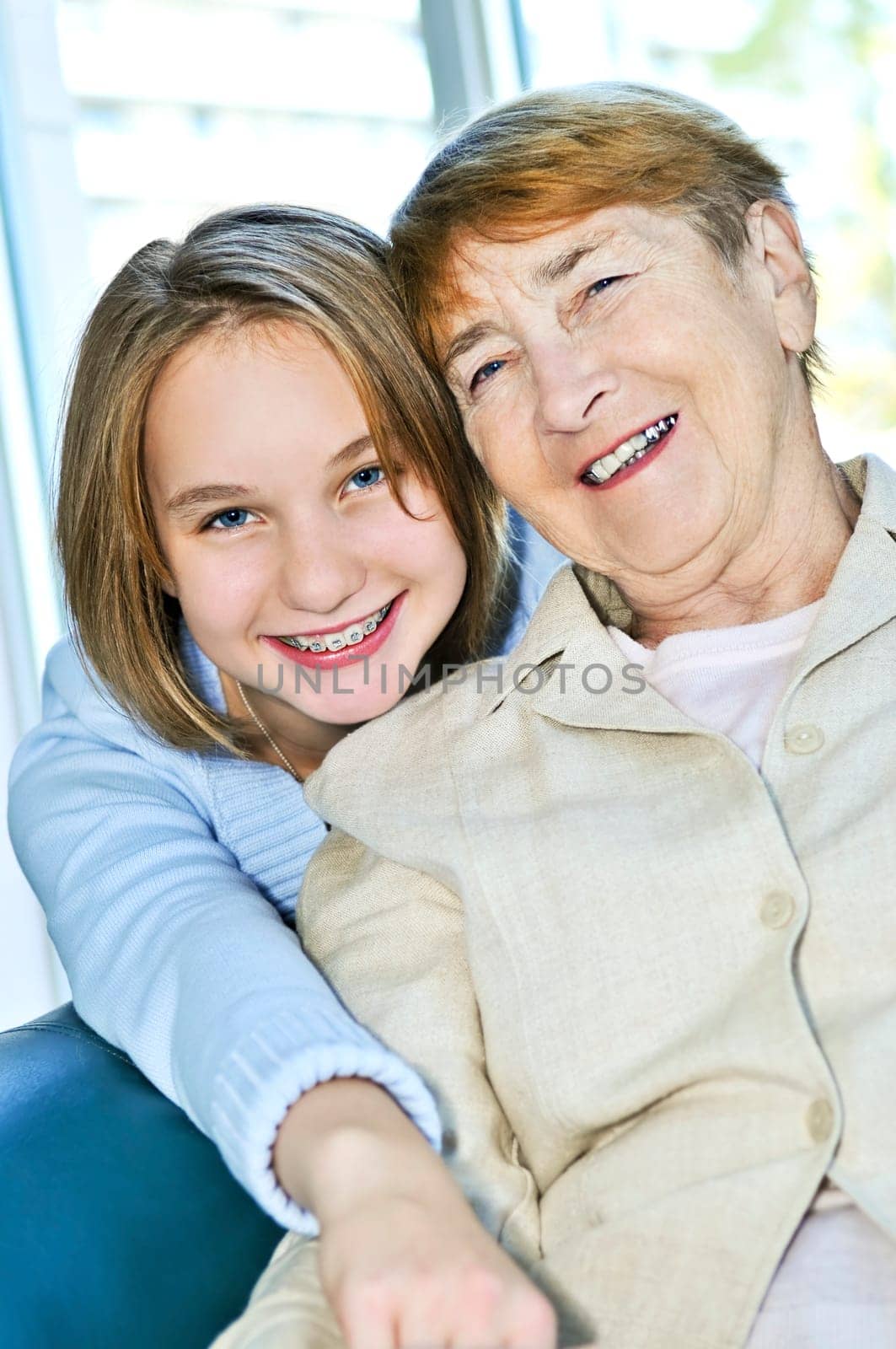 Granddaughter visiting grandmother