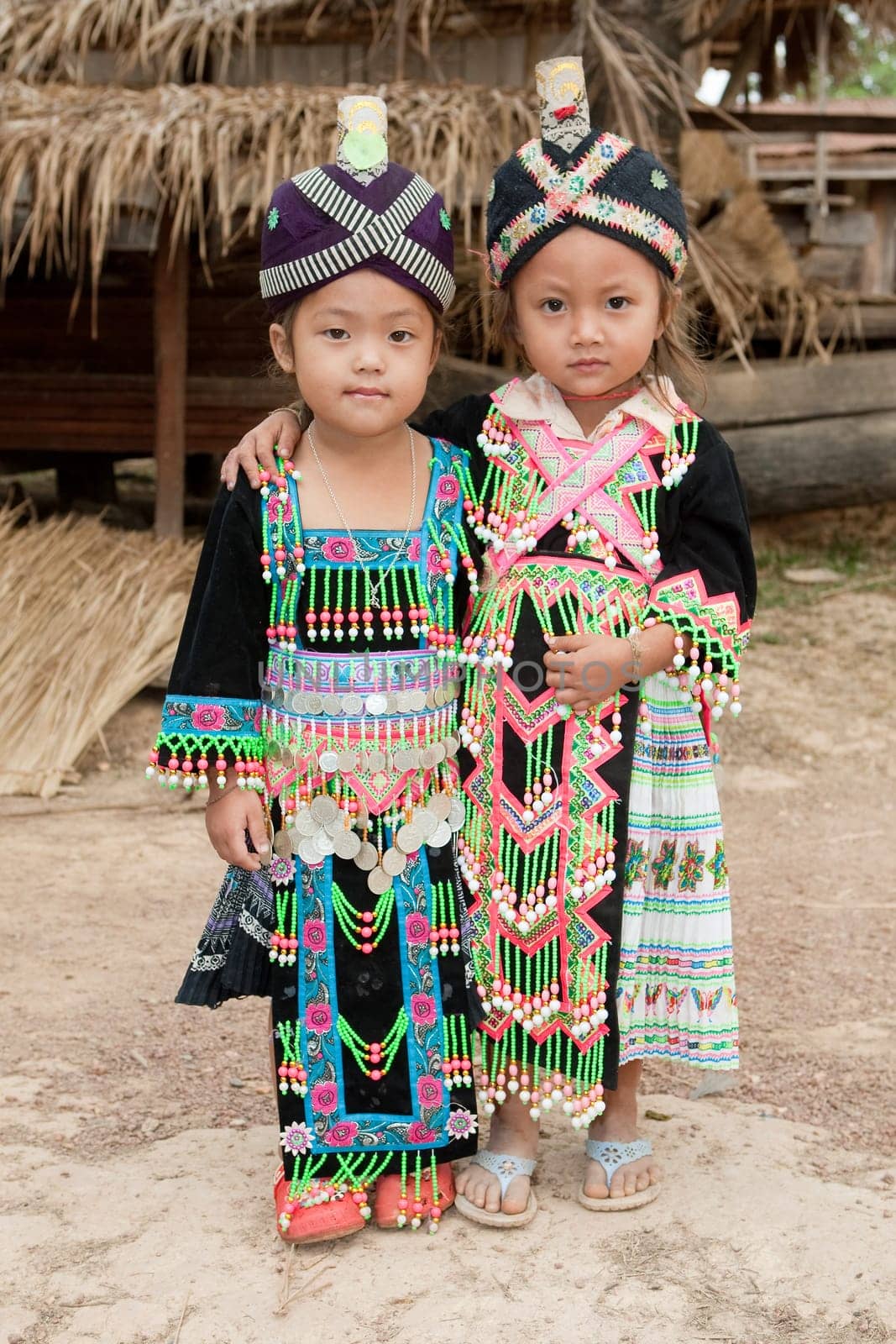 Girls from Laos ethnic group Hmong