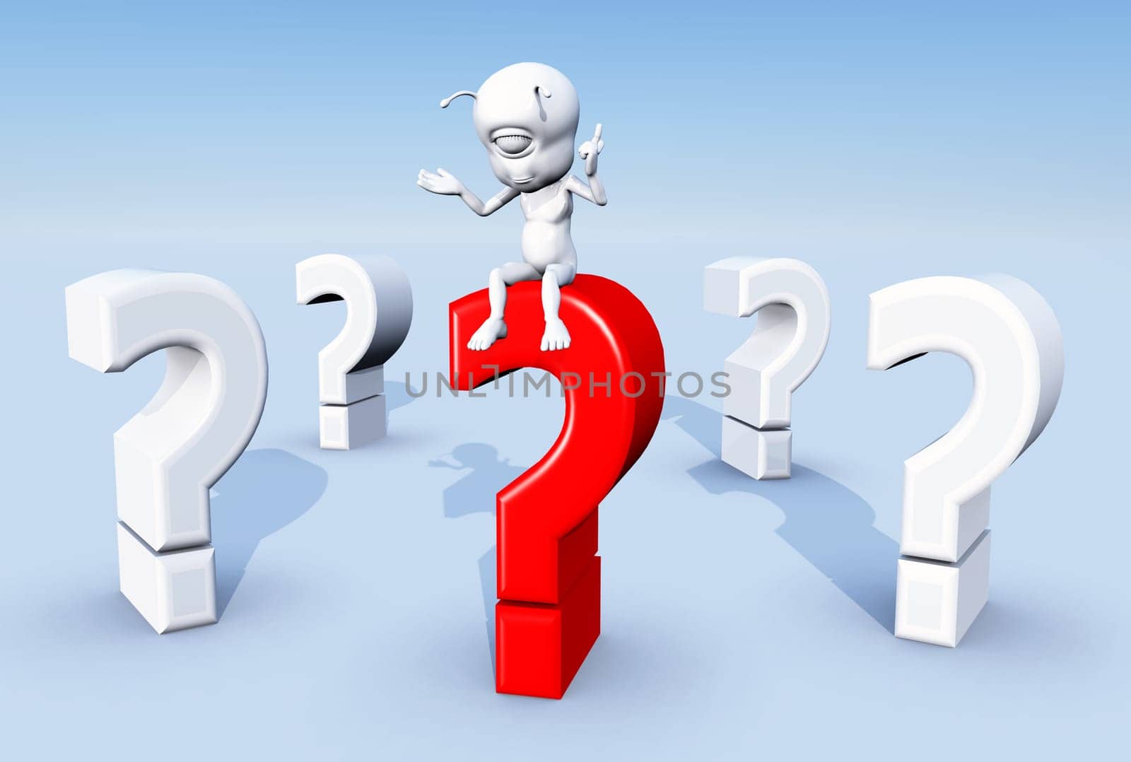 Question mark with thinker