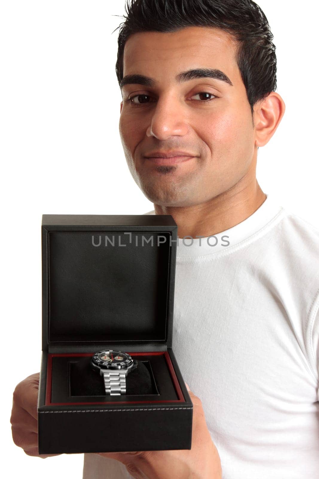Man showing a wristwatch