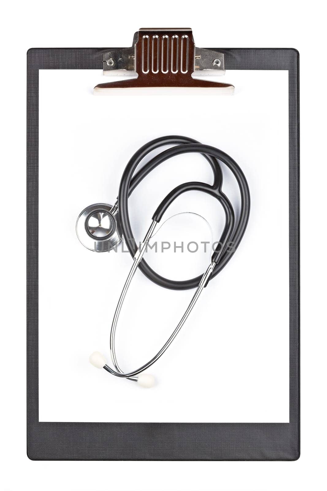 Medical clipboard with stethoscope