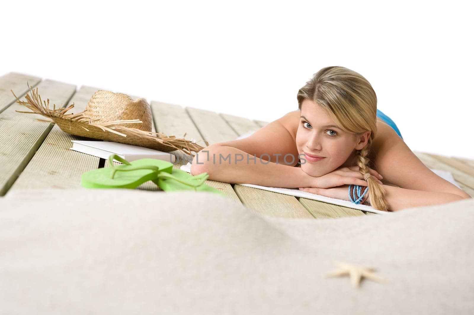 Beach - Young woman in bikini relax
