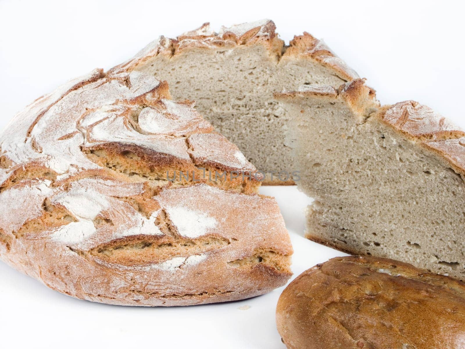 Bakery foodstuffs on white background - Shot in a studio