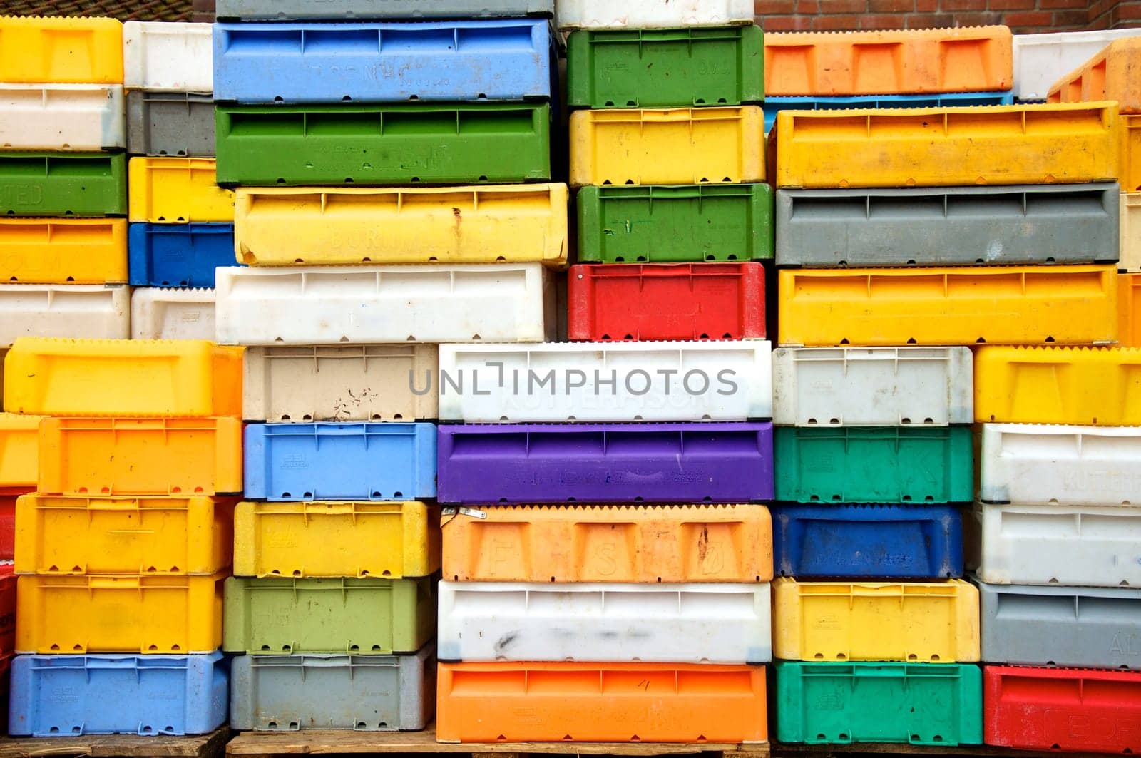 Fish crates in the harbour of Maasholm