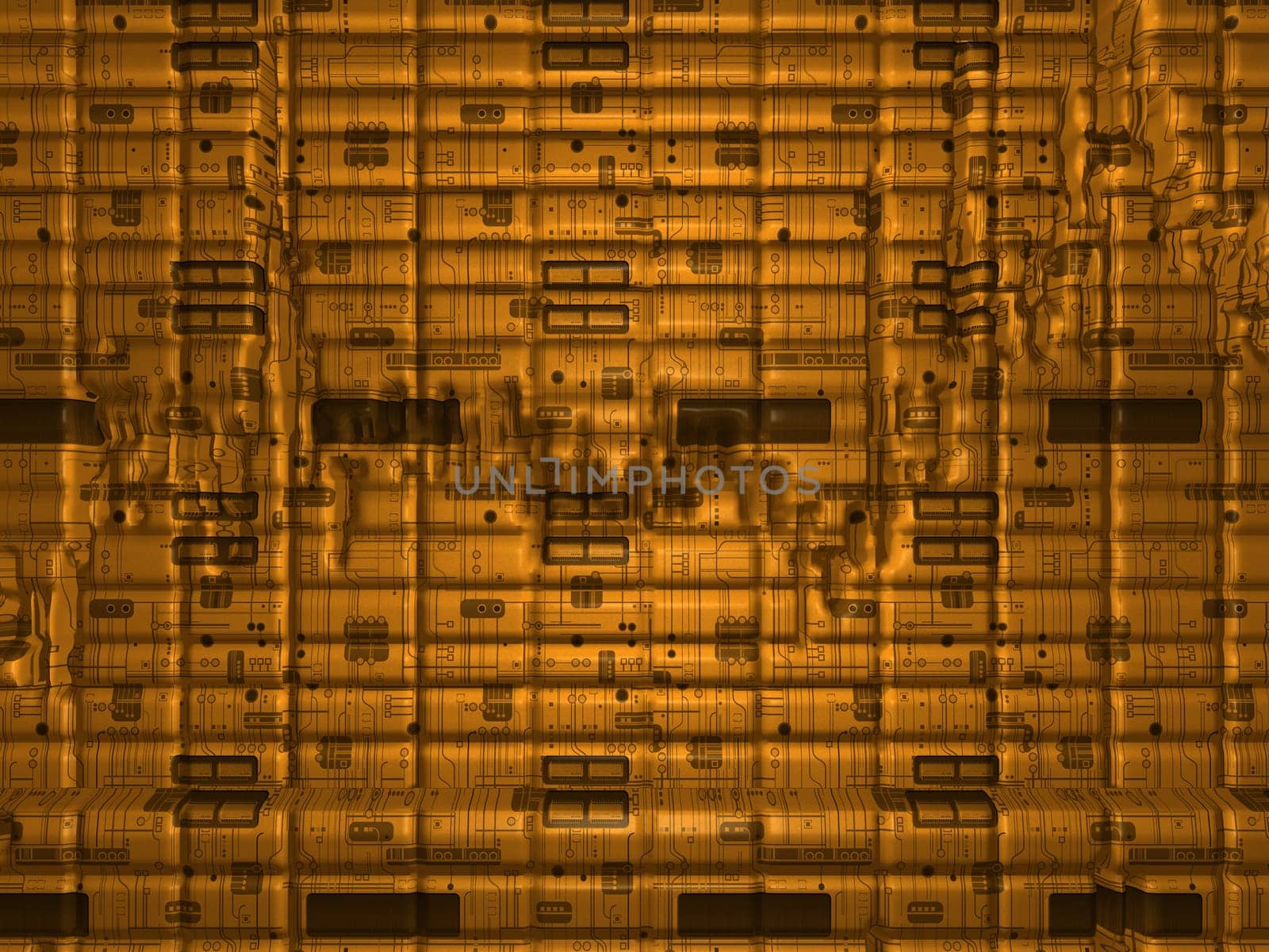 abstract texture - golden circuit board - 3D