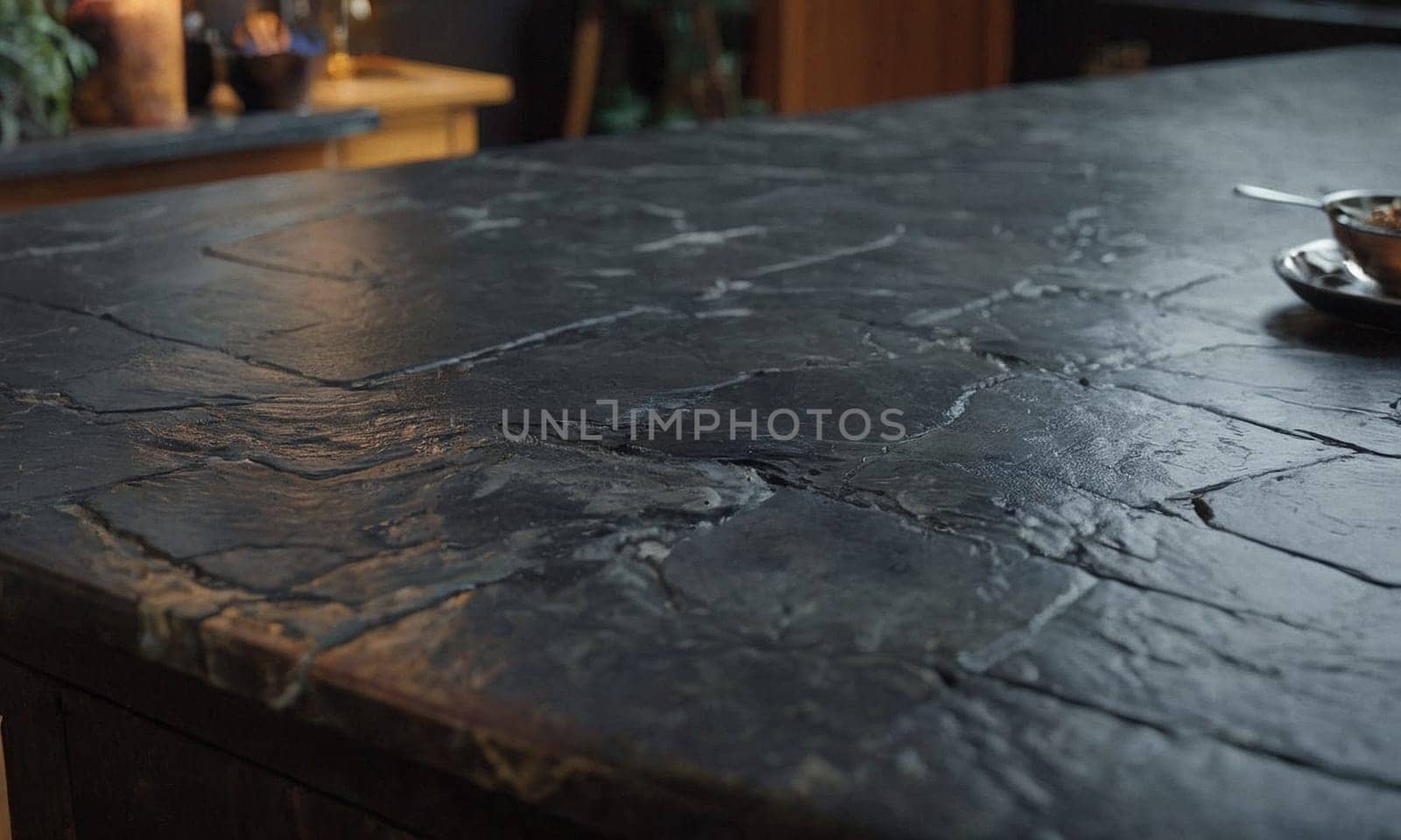 Professional design background with expensive black granite. Dark stone table by NeuroSky